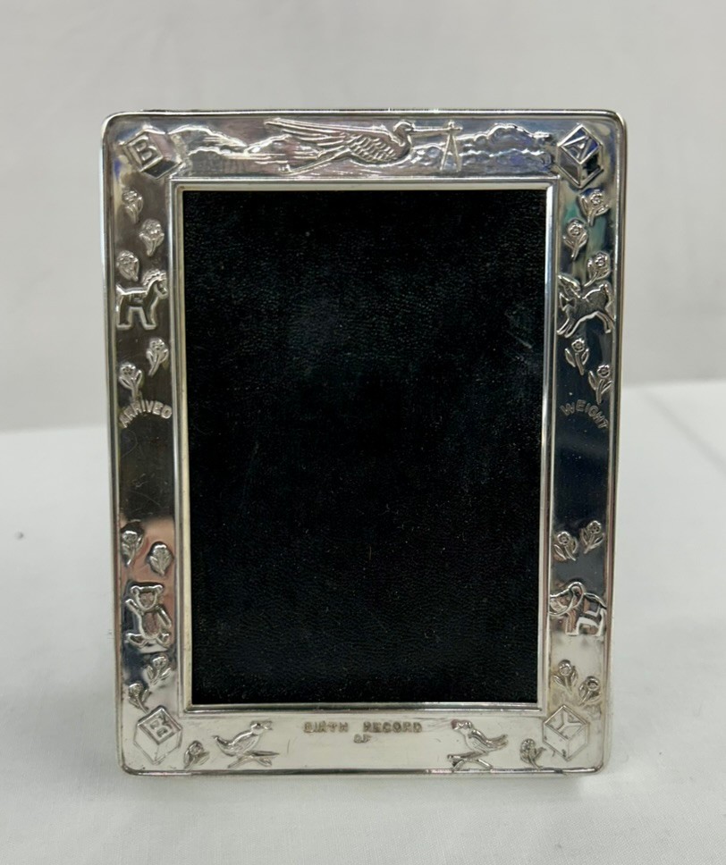 Vintage Gorham Silver Plated Small Picture Frame Birth Record 4 3/8″ X 3 1/4”