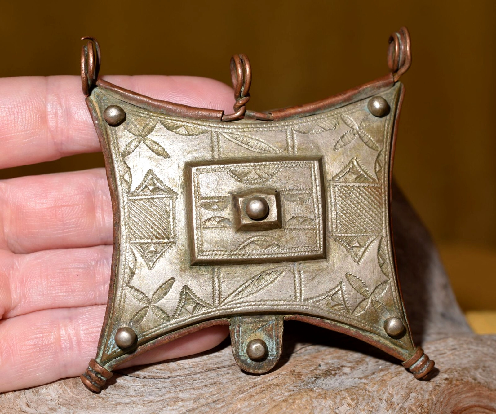 Antique Tuareg Tcherot Amulet Mixed Metal Tribal Prayer Box Pendant Niger Africa