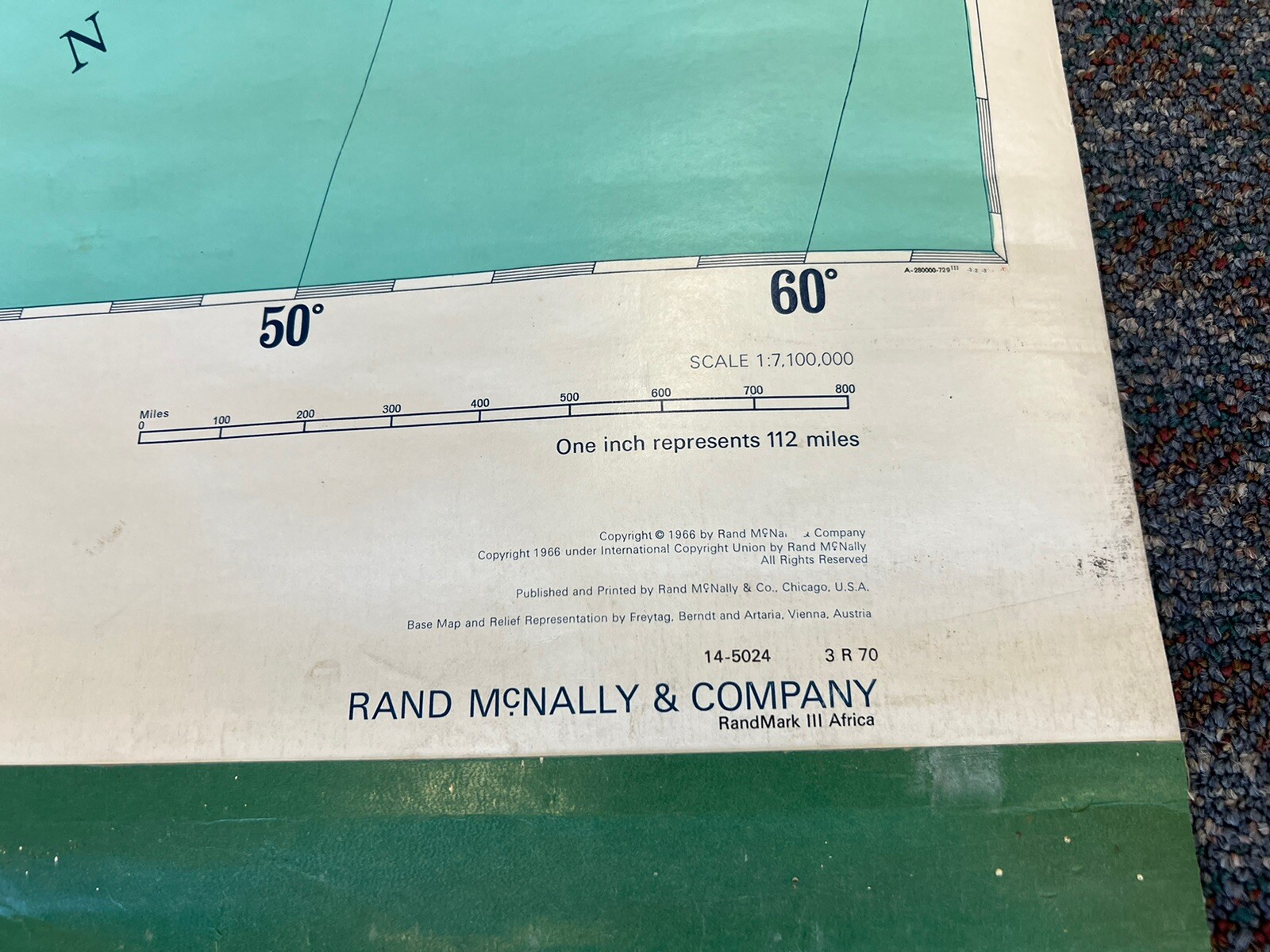 Vintage 1966 Pull Down Map AFRICA school classroom wall art Rand McNally roll up