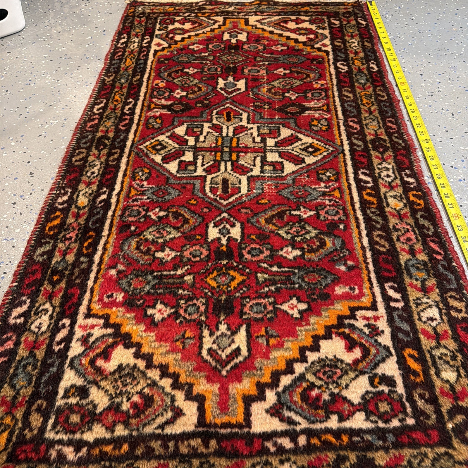 Small Red Per’sian Tribal Rug 2.6 x 4, Wool Rug