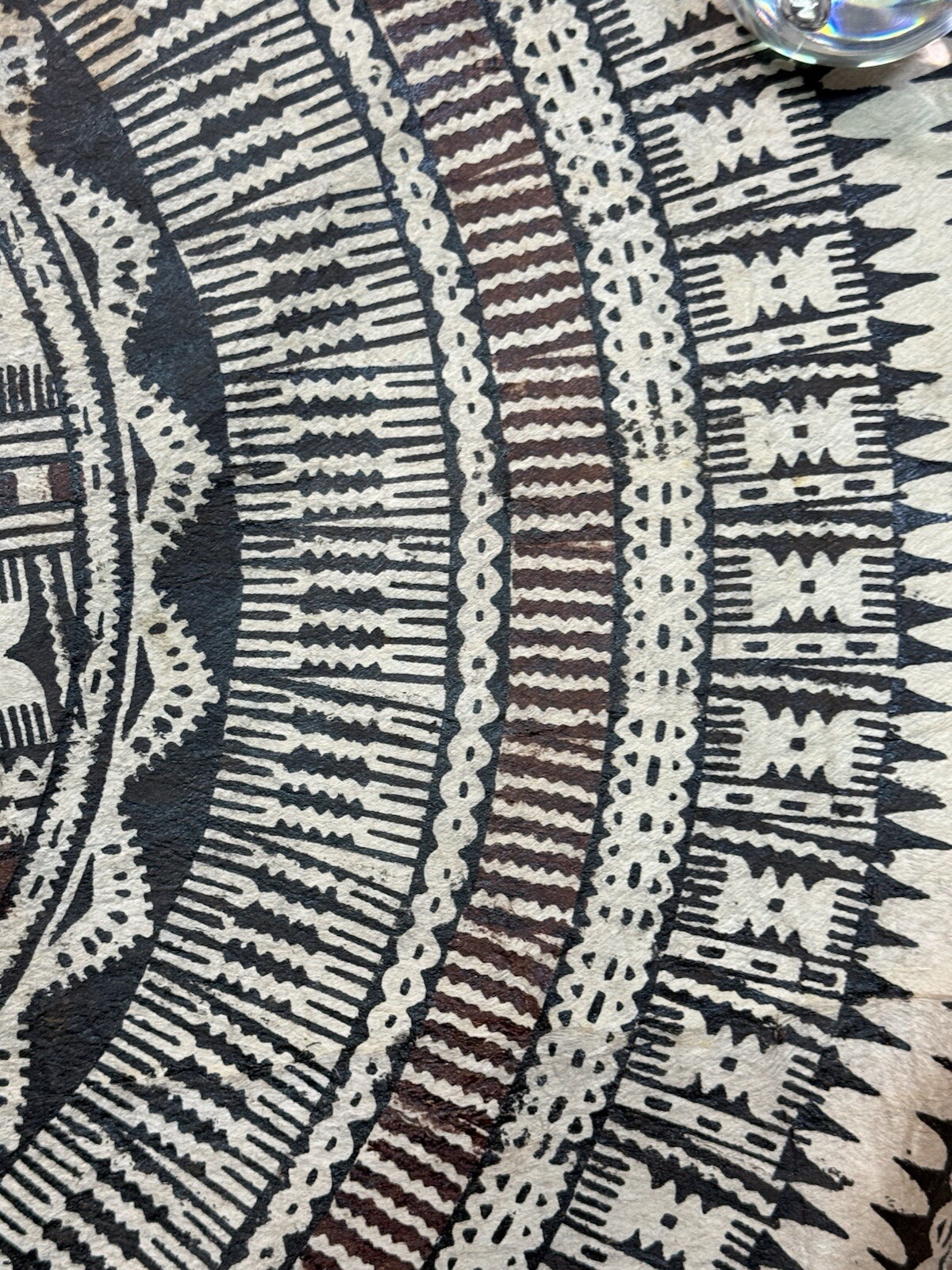 Pacific Islands Samoa Tuvalu Polychrome Bark cloth Floor Mat 20th C Round #3
