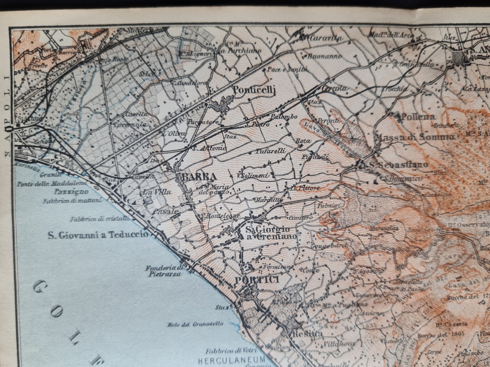 Antique (1893) map – Contorni di Napoli – Environs of Naples – Vesuvius – Italy