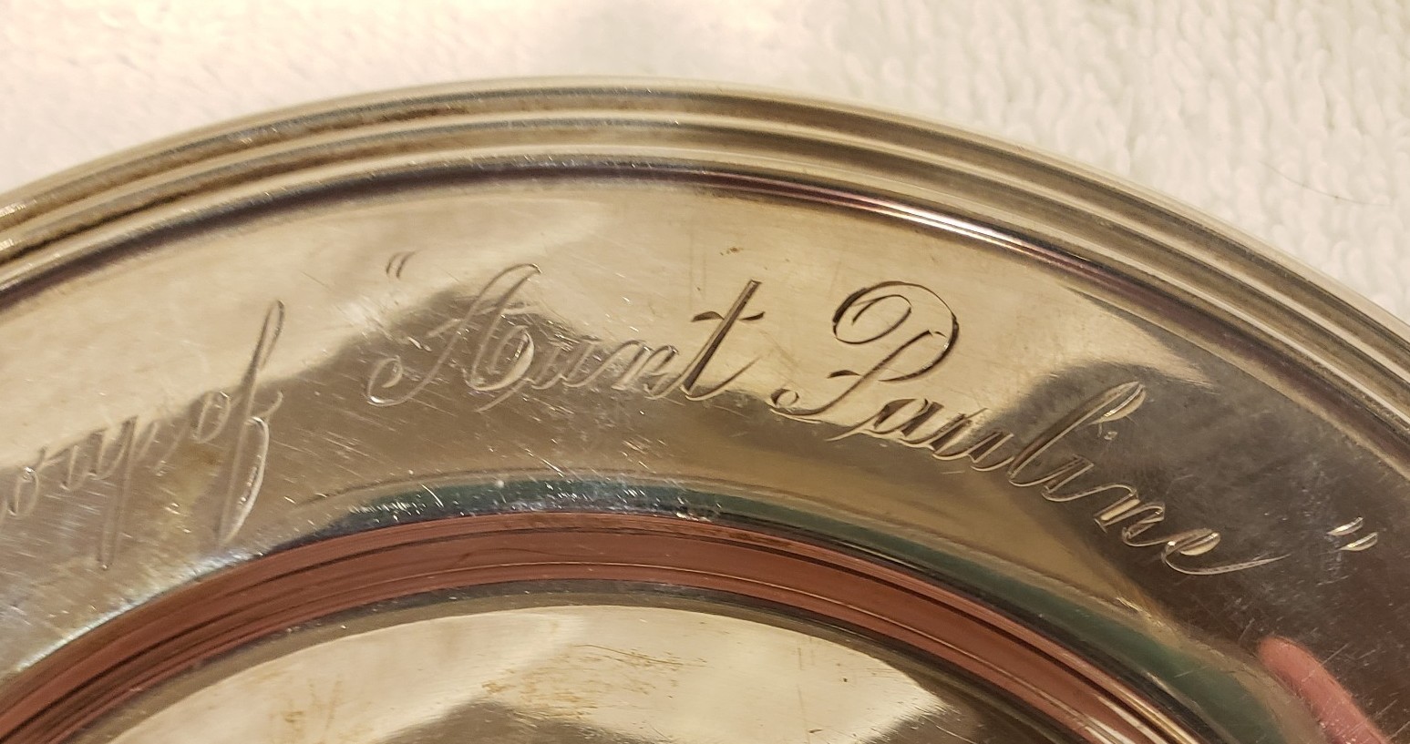 Sterling Silver 925 Bread Plate 6″ Pilgrim – 87 Grams Engraved 4521