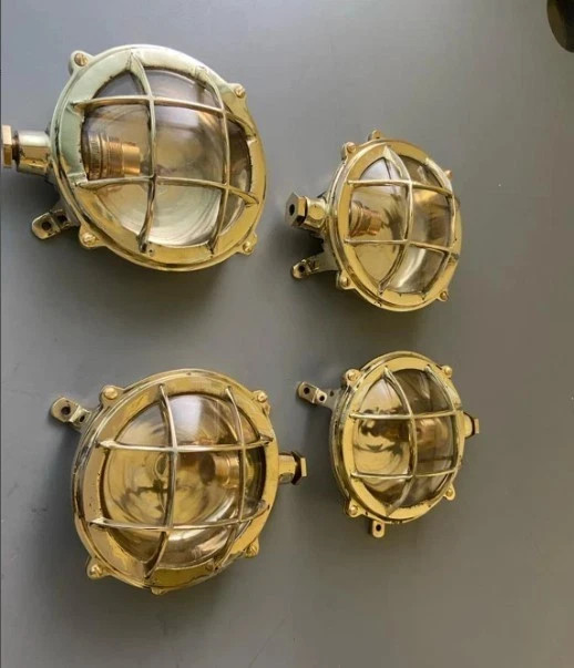 Nautical Maritime Brass Wall/Ceiling Deck Lights – Vintage Marine Ship Set of 4