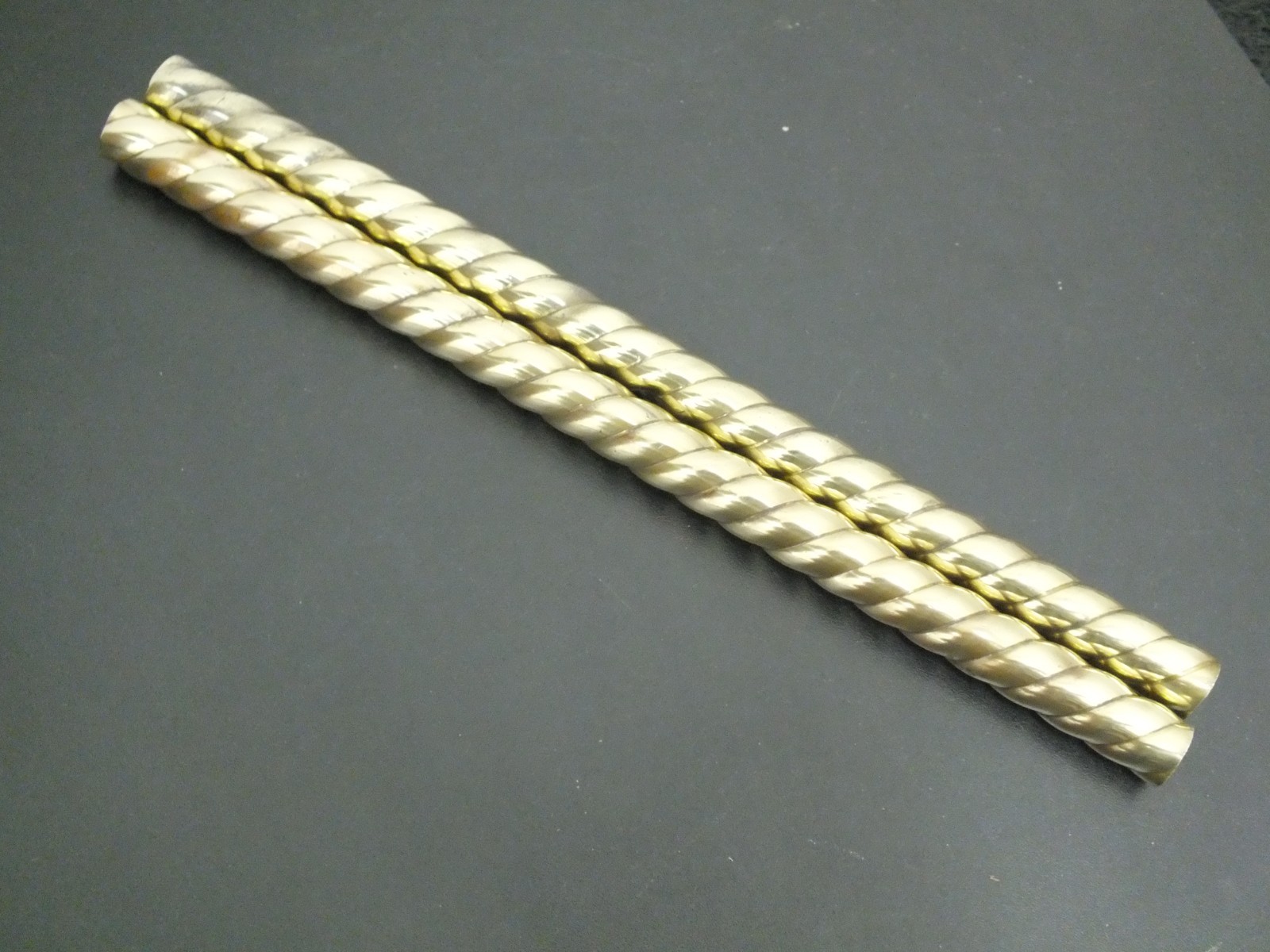 PAIR VINTAGE BRASS BARLEY TWIST TUBES 5/8″ DIAMETER 11 ” LONG