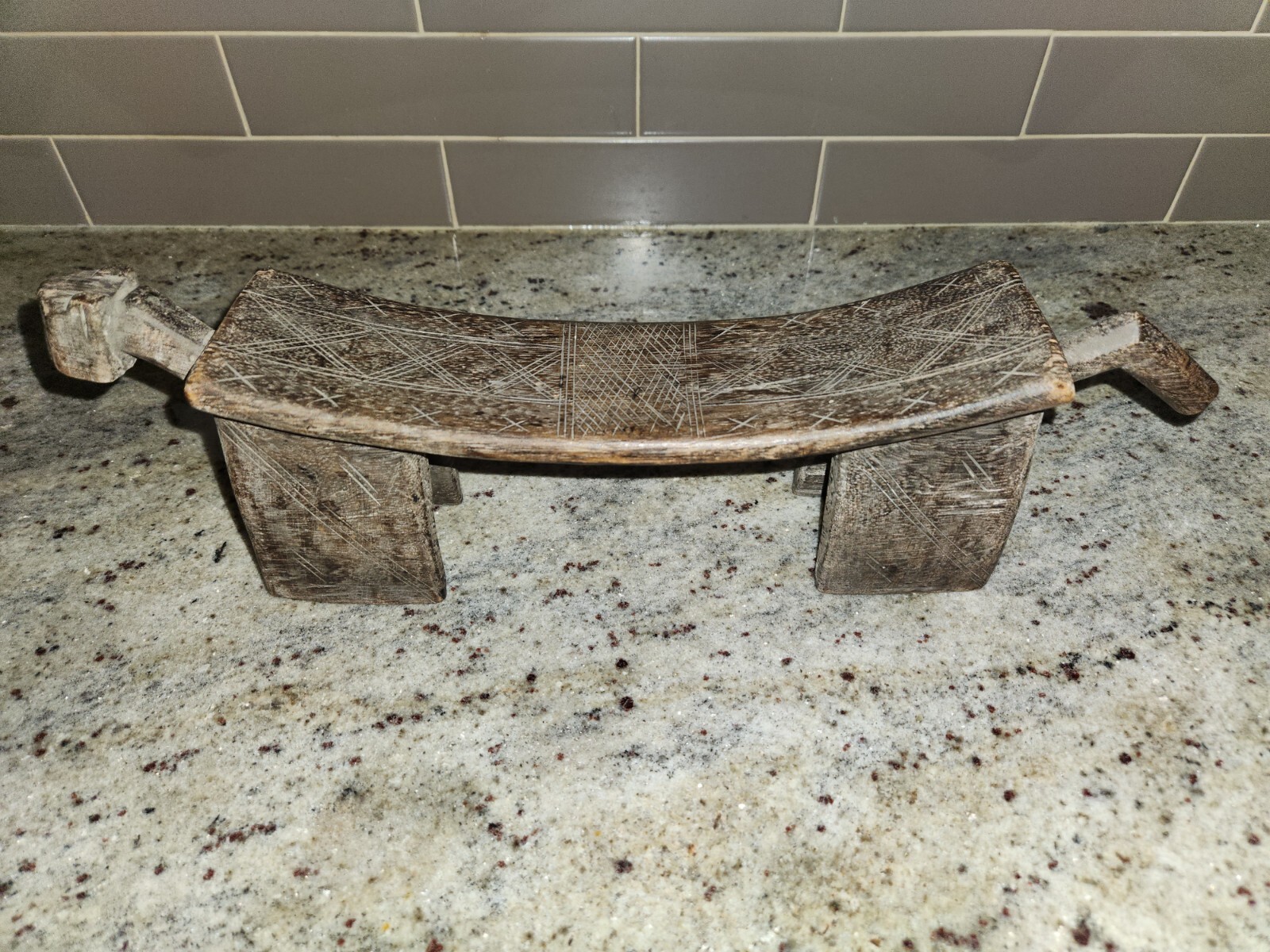 Antique Handcarved Wood Pillow/Stool