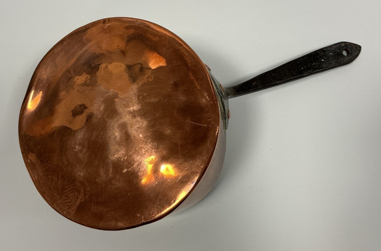 Antique 6‑Piece Copper Saucepan Set – 4 Saucepans + 2 Lids – Total Weight 5.45kg