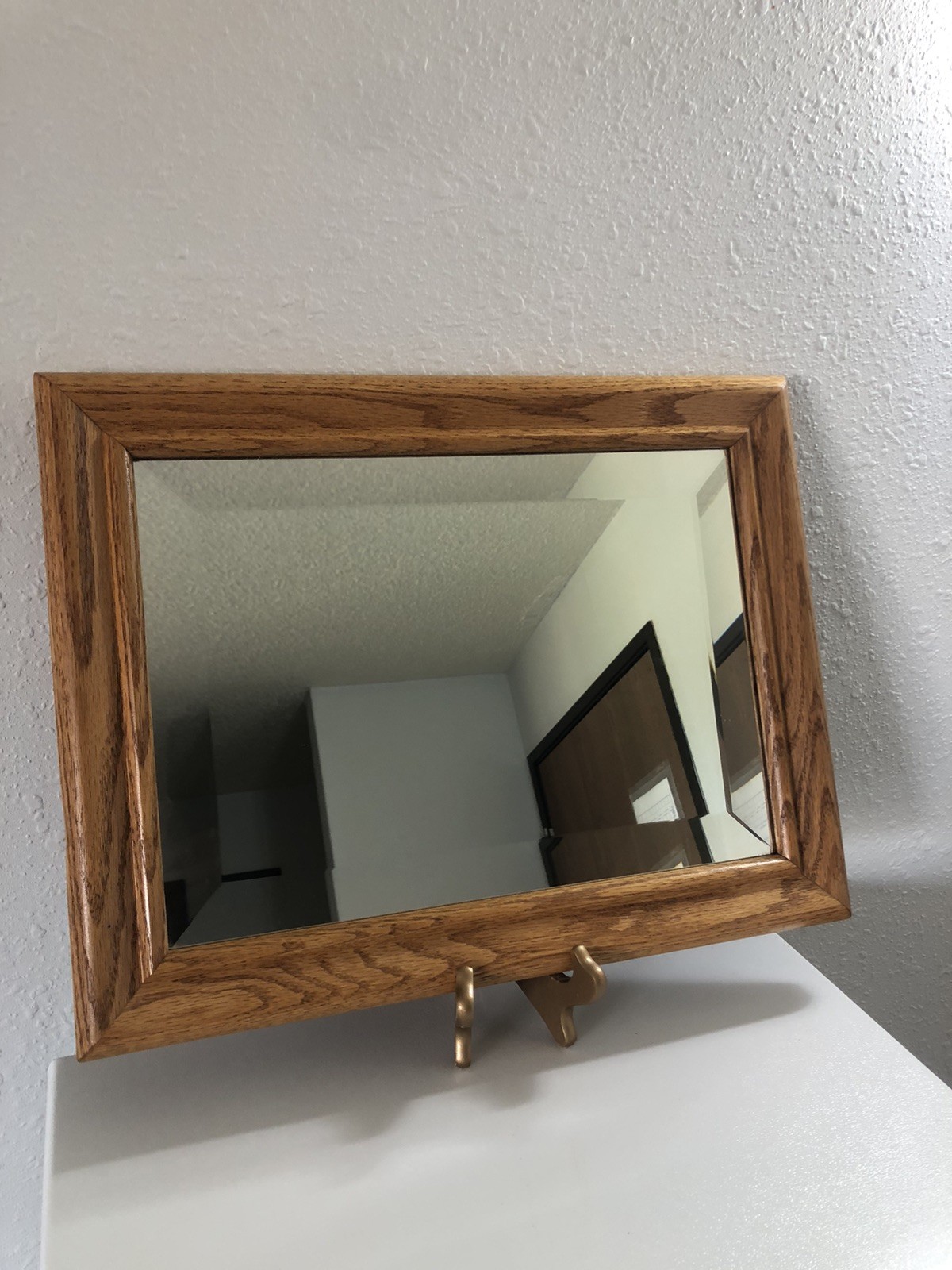 Beautiful Vintage Beveled Glass Mirror Solid Oak Frame