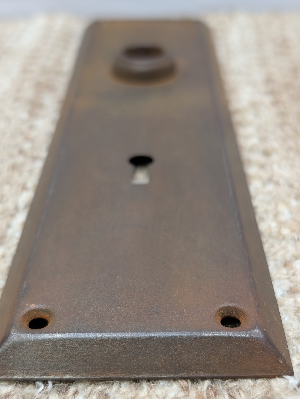 2 3/4″ x 10″ Antique Stamped Steel Door Knob Plate