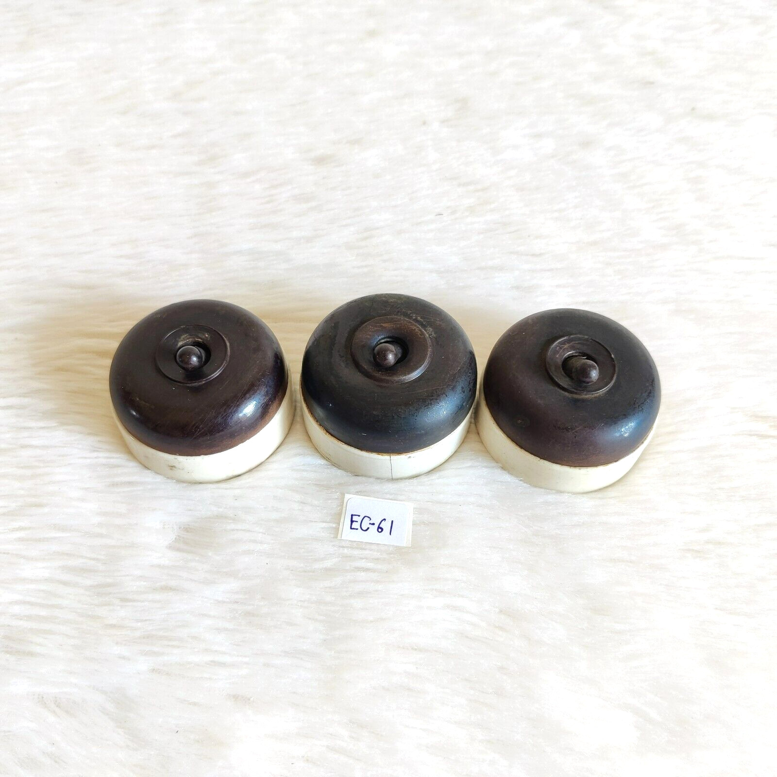 19c Vintage Sperryn Vitreous Bakelite Ceramic Electric Switch 3 Pcs England EC61