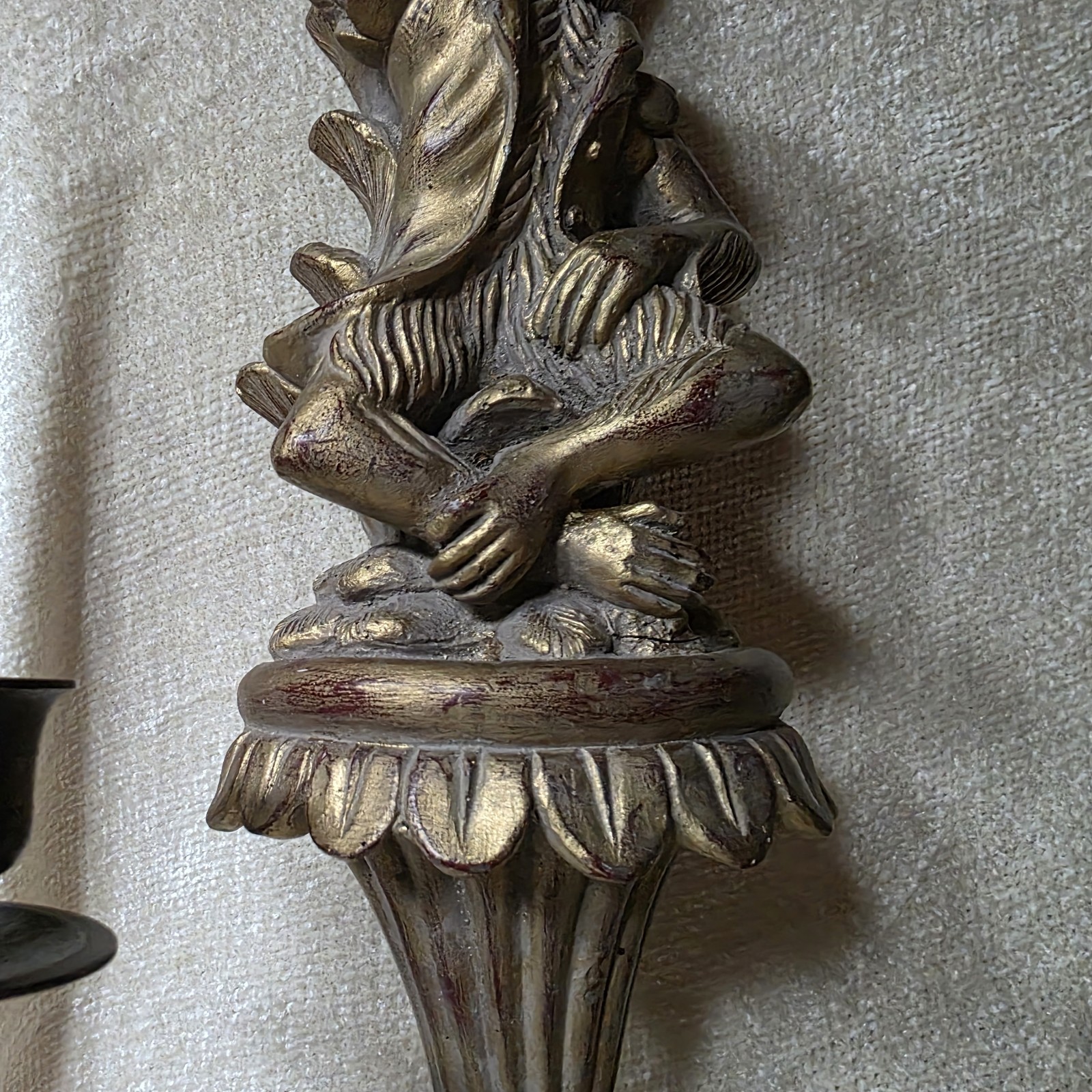 Monkey Palm Tree Double Sconce Gold MCM Hollywood Regency Chinoiserie Baroque