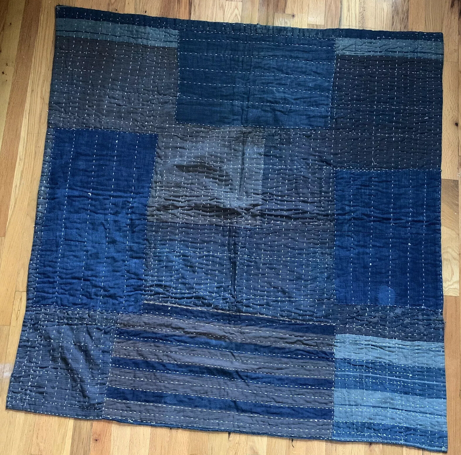 Rare Vintage Indigo Japanese Boro Sashiko Blanket/Rug