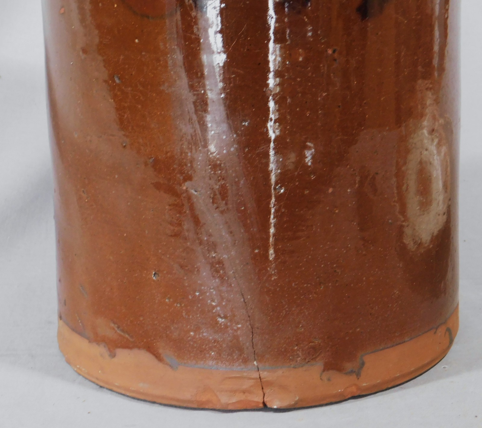 Antique Redware Vase Urn Manganese Decorated New England Pottery c1820 13in