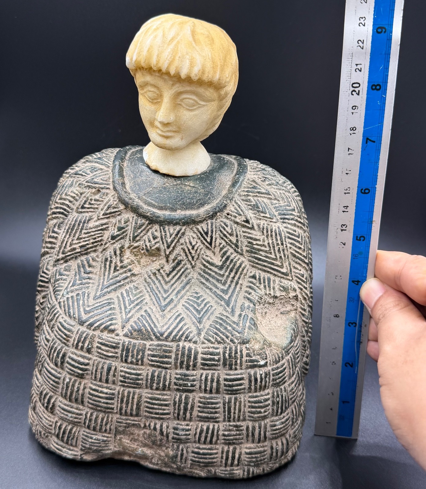 Ancient Bactrian Idol Bactria Chlorite Stone Composite Prince Statue 5 kg