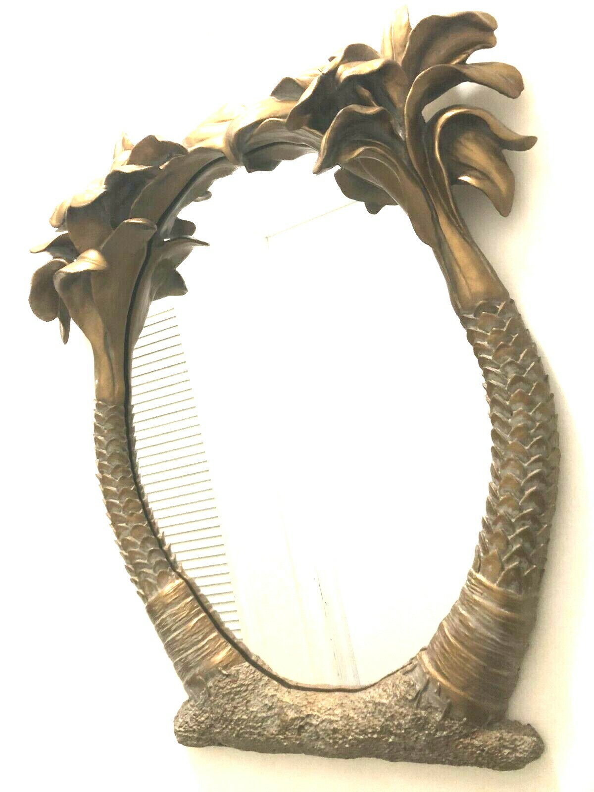 DEZINE MIRROR GOLD BRONZE HAND PAINTED DECORATIVE WALL HANGING FRAMED INTACT