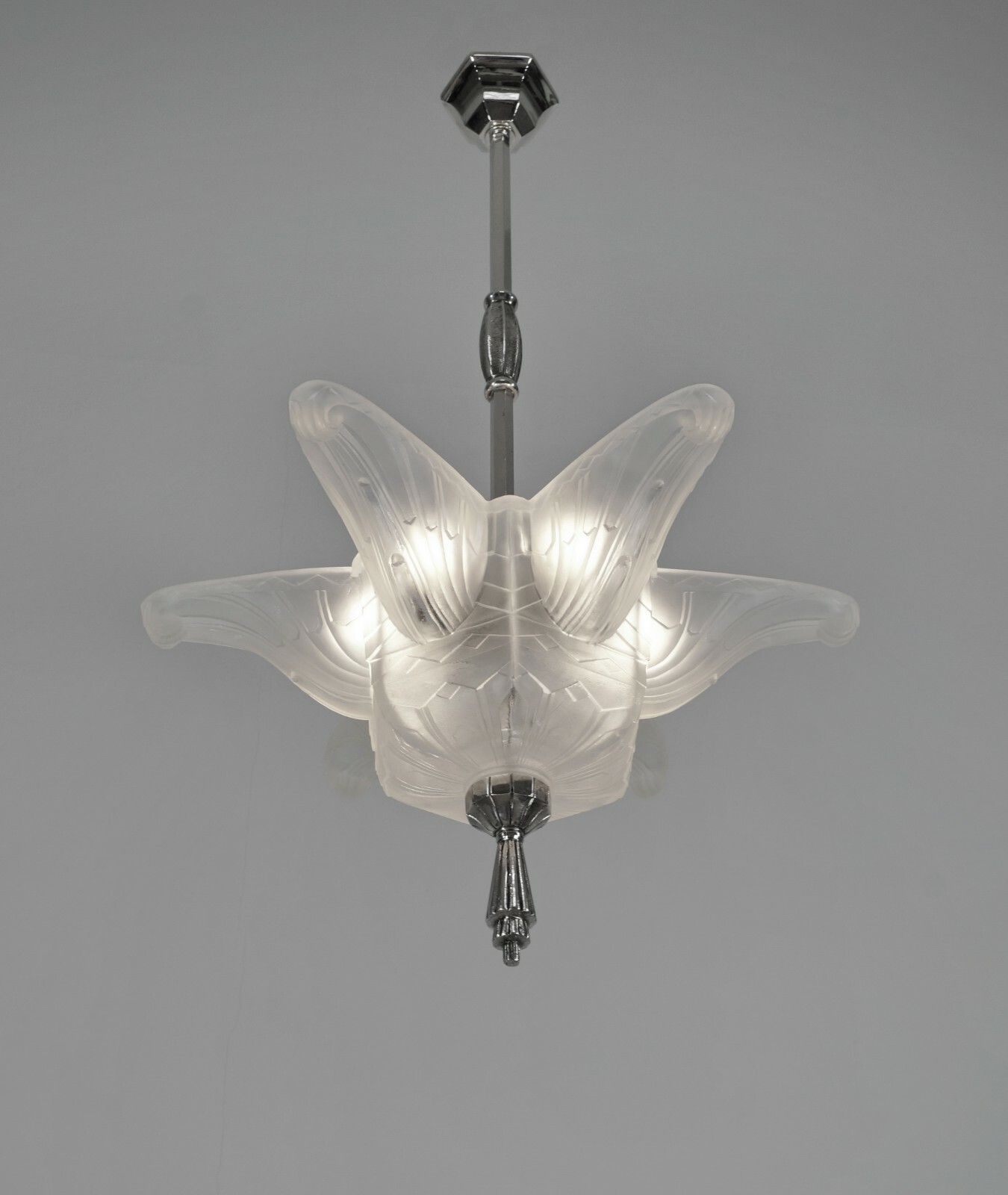 HANOTS : French 1930 art deco pendant chandelier .. lamp muller degué era France