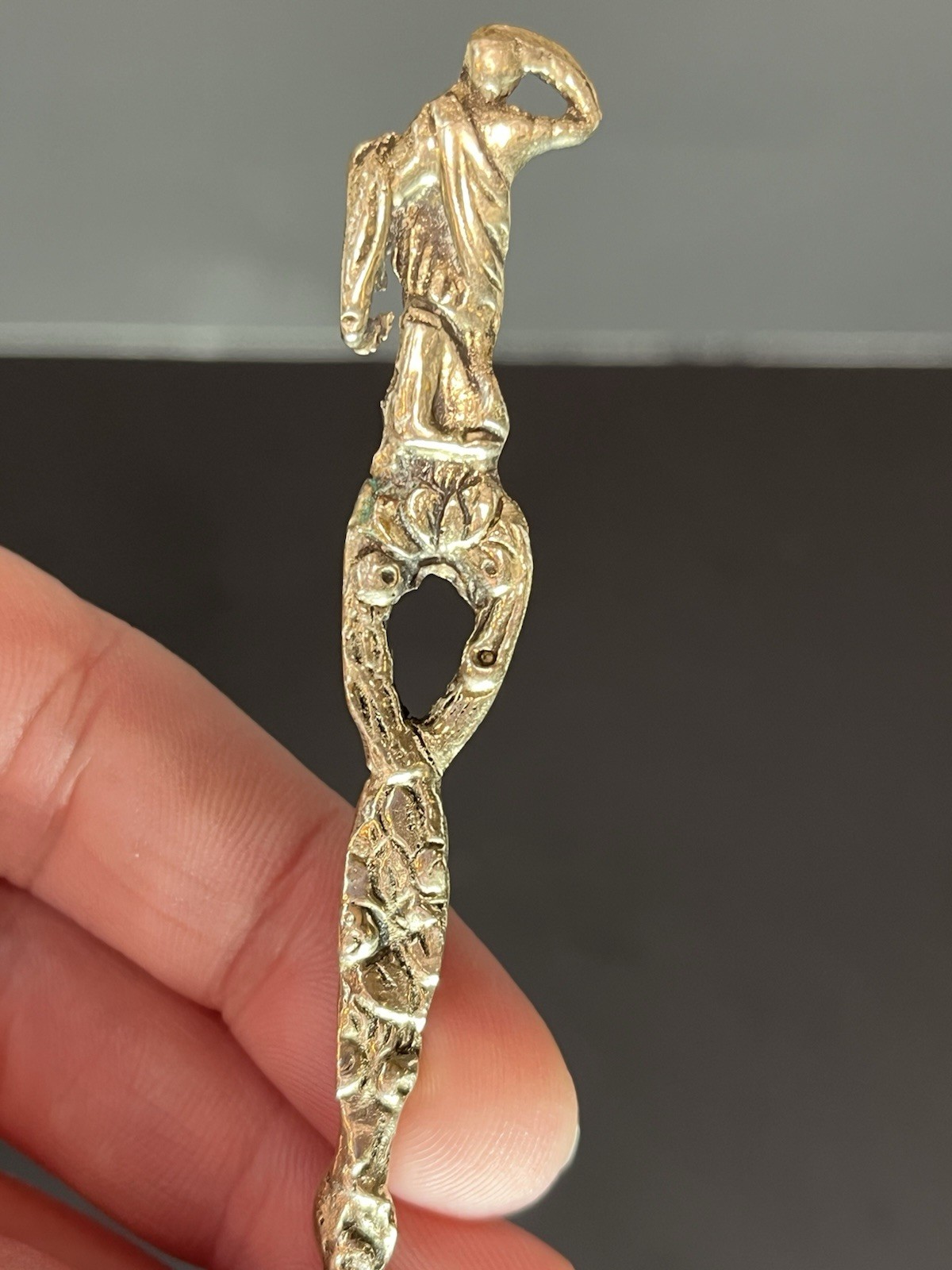 Italy Butter Knife Collectible Silverplate Italy Ornate Figure On Handle Vintage