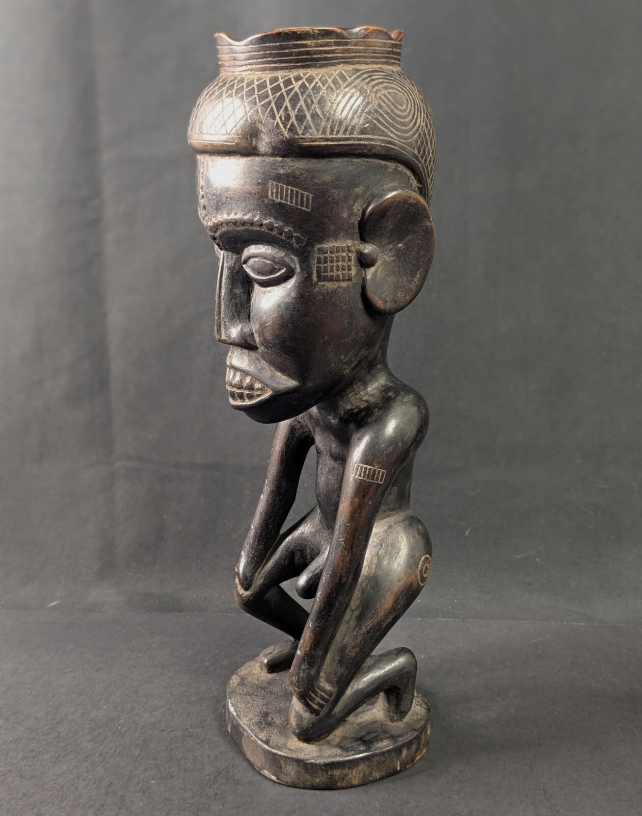 Kuba Royal Cup Congo Figural Full Body Man Statue Africa Zaire