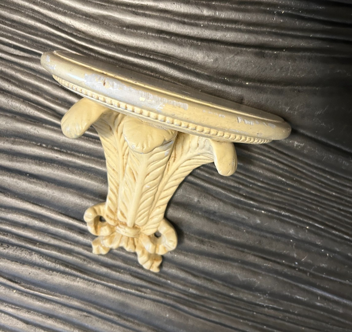 Pair Vintage PLASTER CHALKWARE CORBELS Wall Sconces Shelves Acanthus Rococo 7″