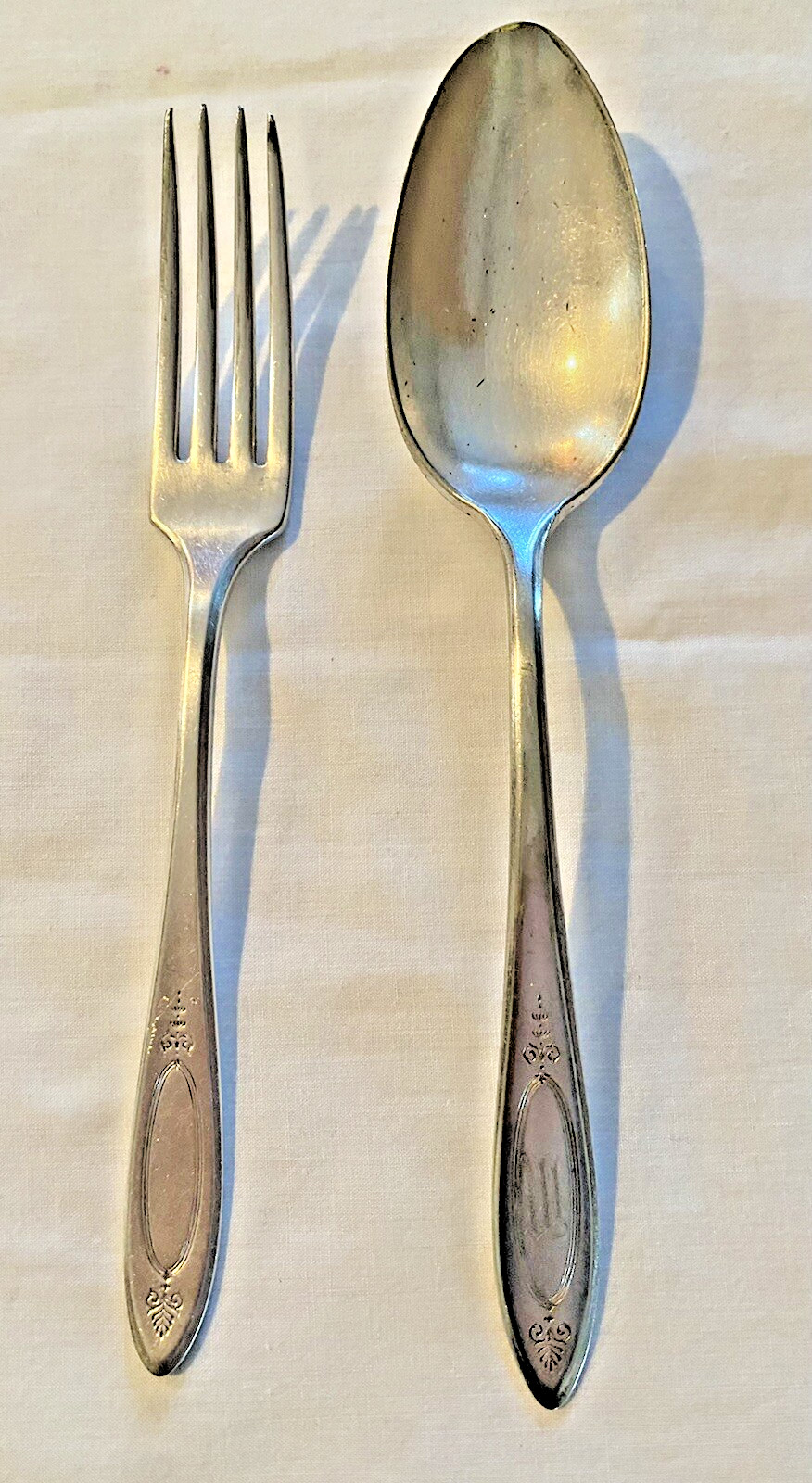 1917 ANTIQUE ONEIDA COMMUNITY SILVER PLATE “ADAM” SERVING SPOON/DINNER FORK