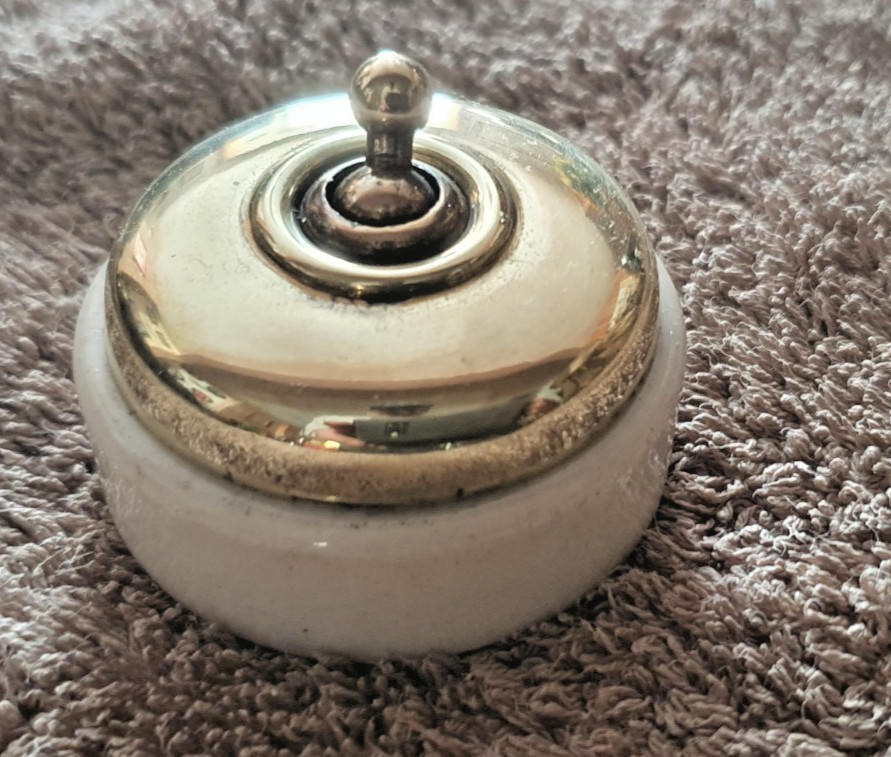 Antique Wandsworth Brass & Ceramic Light Switch Dolly Toggle Vintage