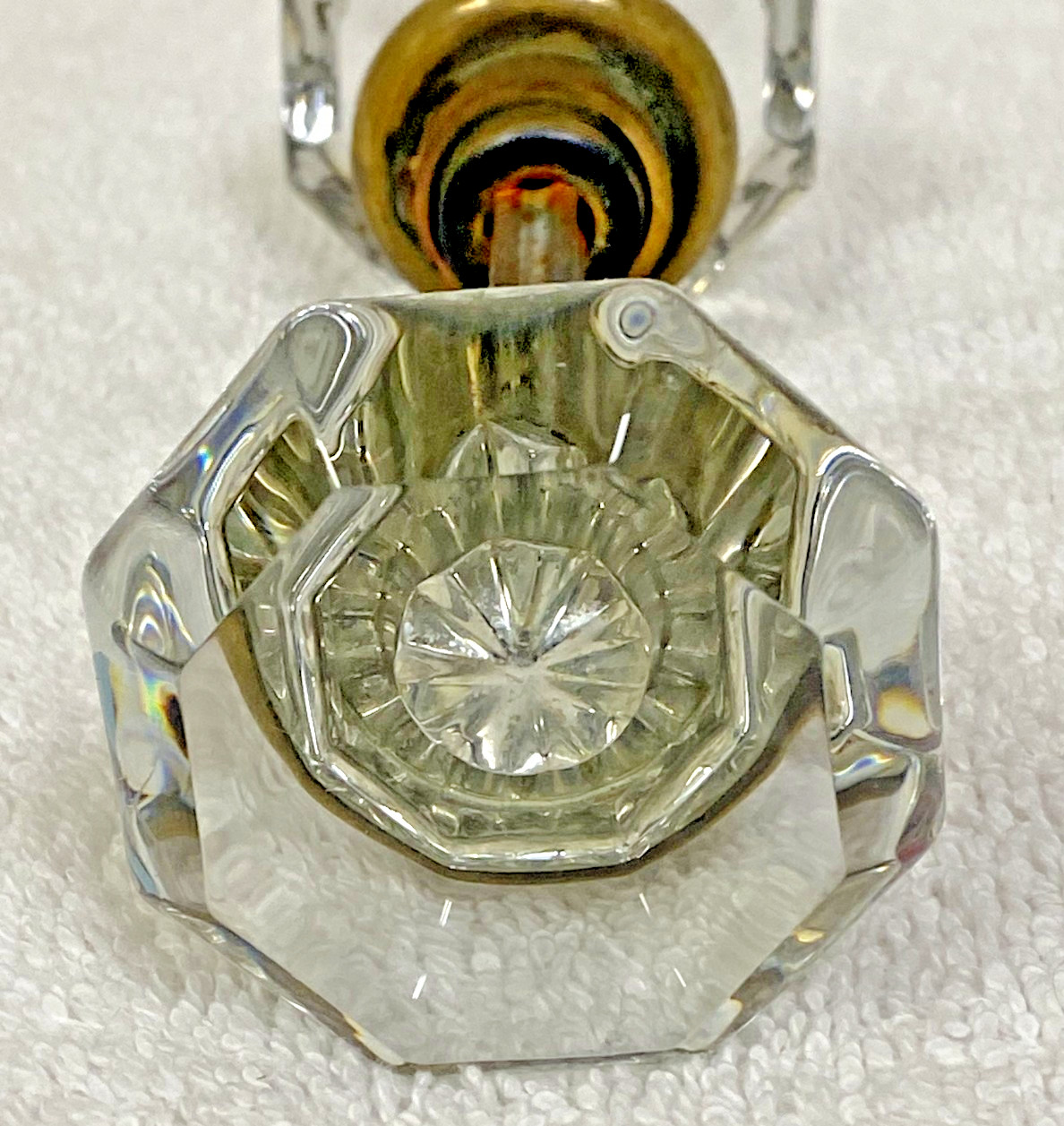 Antique Victorian 8 Point Clear Crystal Glass Doorknob Set Knob 2 1/4″ Wide