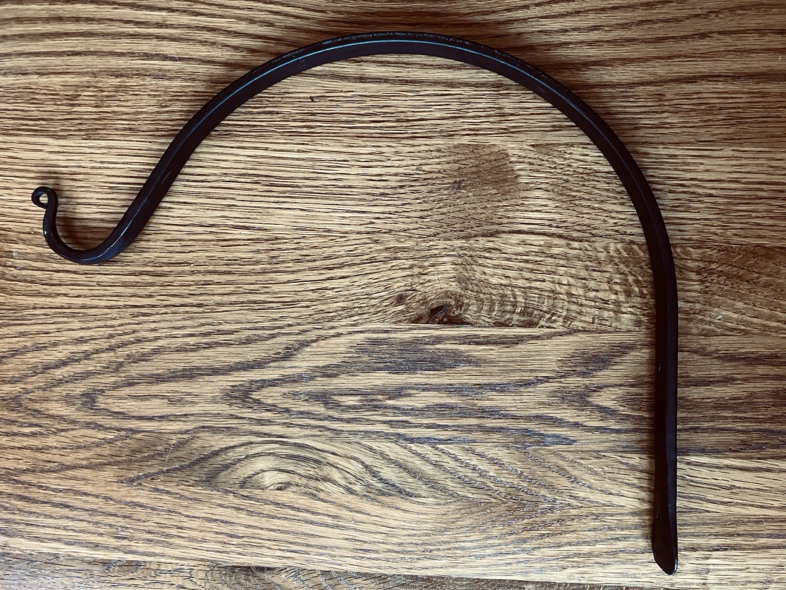 11”H x 14”D Vtg Rustic Wrought Iron Plant Hanger, Lantern Hook, Nice, Hvy Duty
