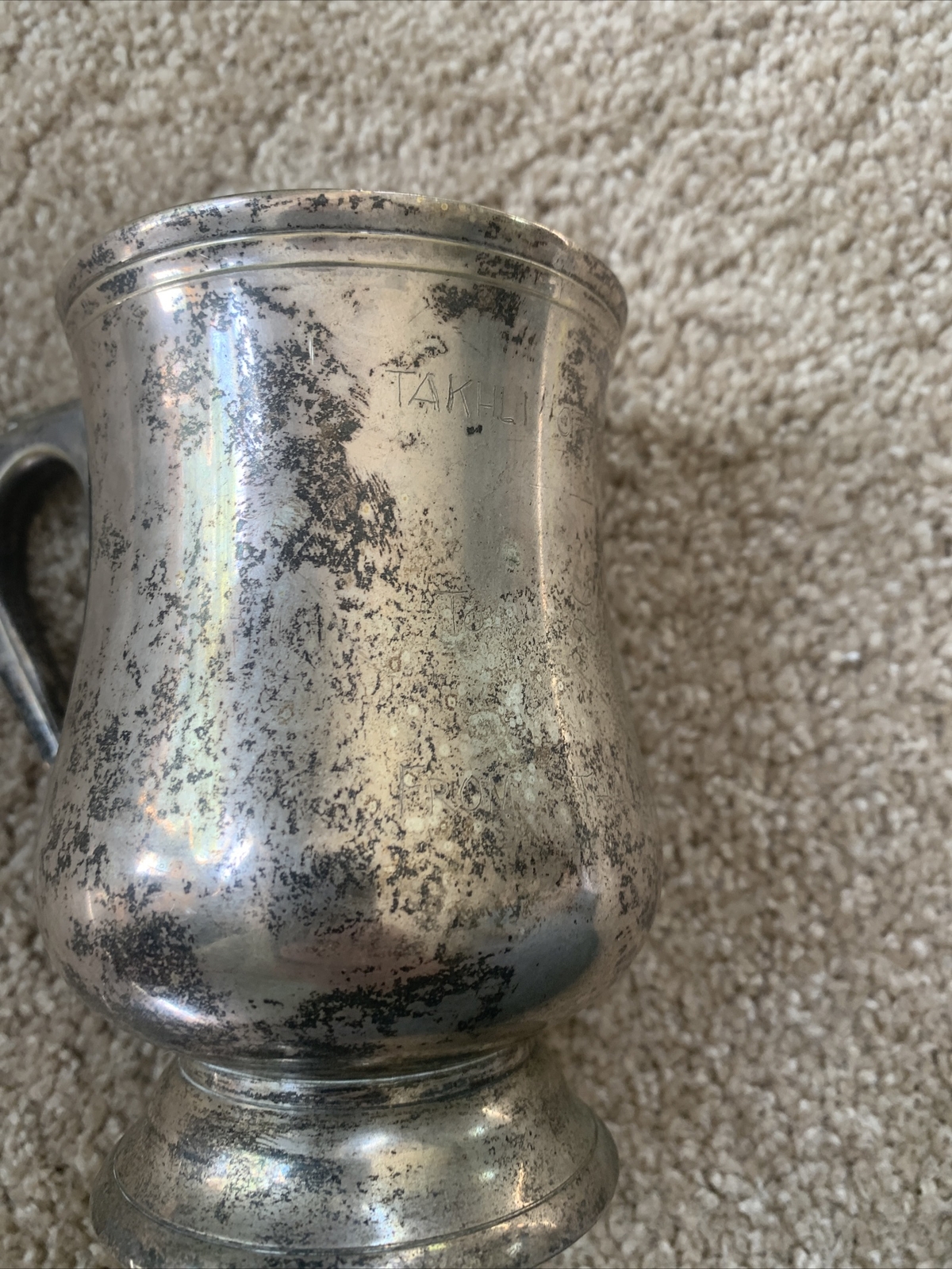 Silver plated tankard 6 inches tall. Takli Officer Open Mess Thailand