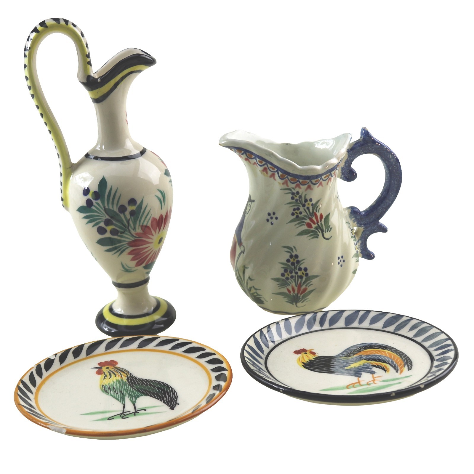 4X vintage Henriot Quimper faience pottery various hand painted items C.20thC