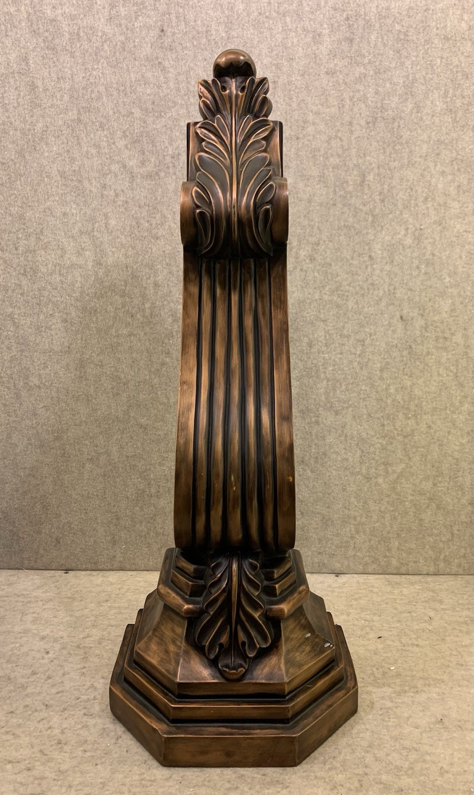 Vtg Decor Corbel Acanthus Leaf & Scroll Motif Polyurethane Antique Bronze 30”T