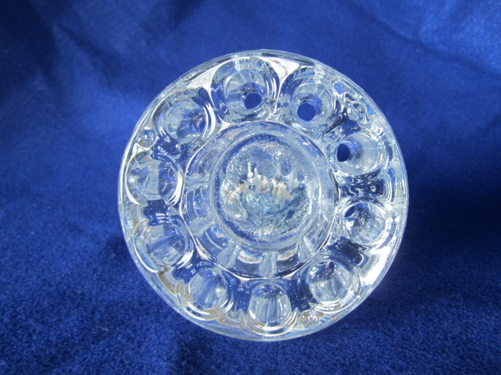 1930’s CAMBRIDGE ART GLASS “BASHFUL CHARLOTTE” DRAPED NUDE CRYSTAL FLOWER FROG