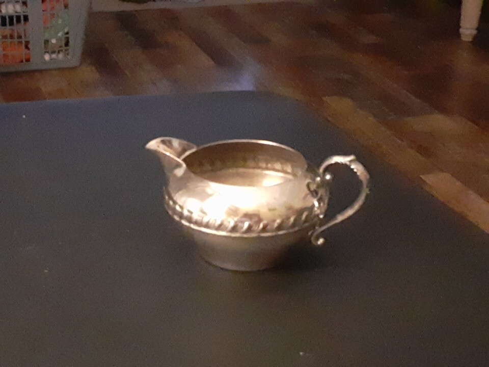Vintage Sheffield Crown & Shield Marked Silver On Copper Creamer