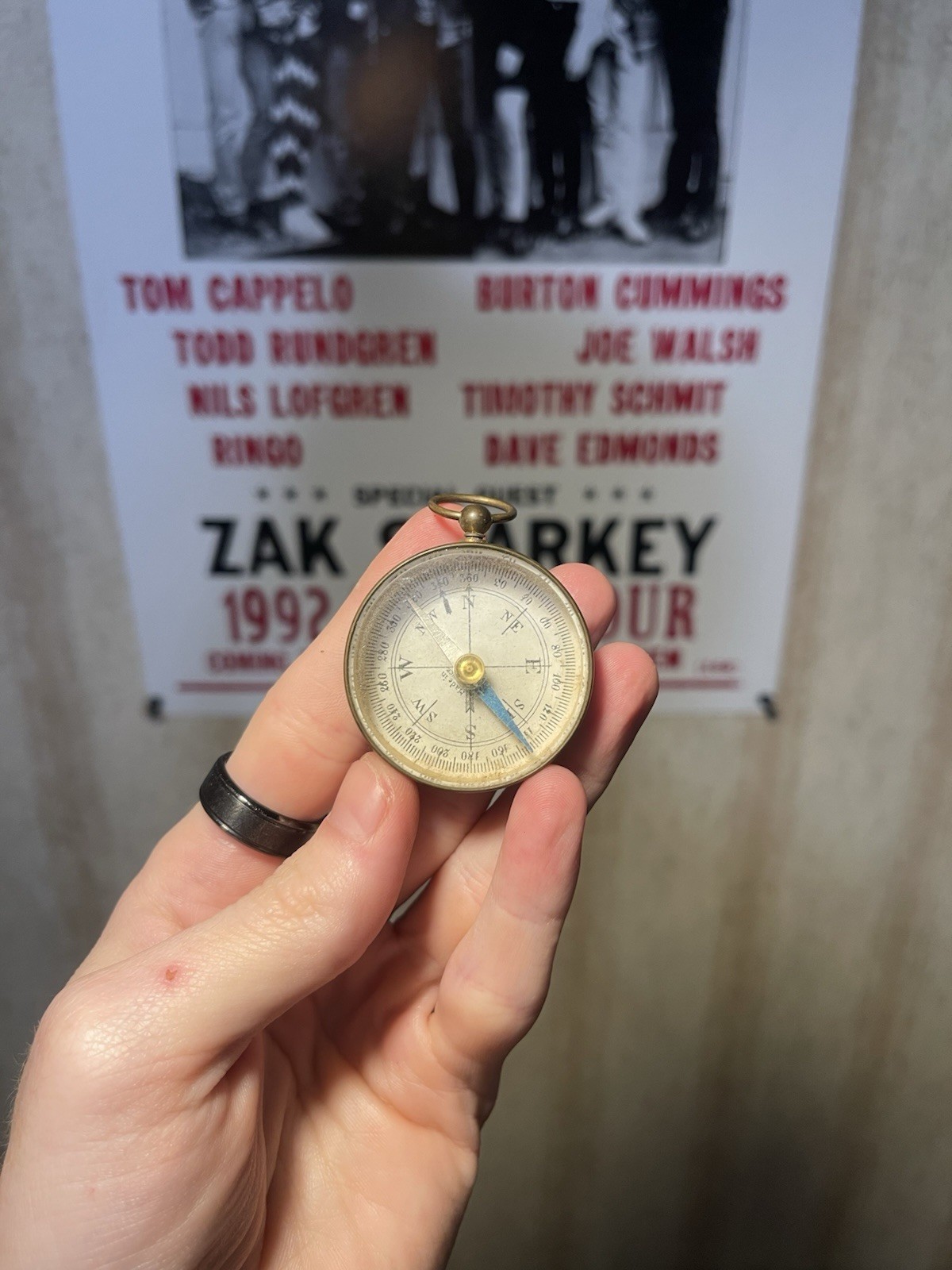 Vintage French Brass Pocket Compass Made in France WWI WWII Era Antique Military