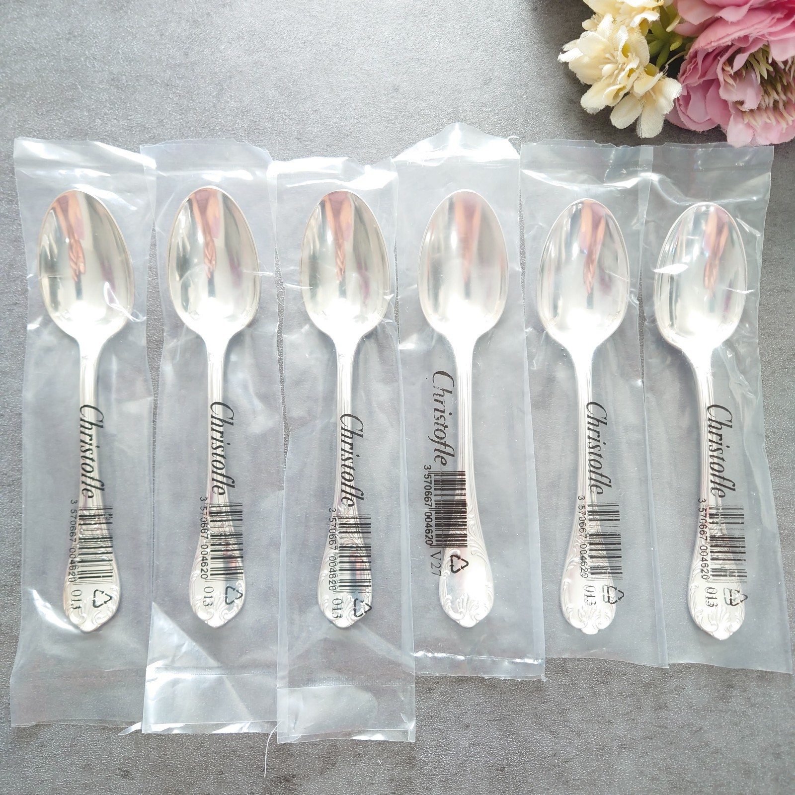 Christofle Marly 6pcs Silverplated Flatware Coffee Spoon Near MINT