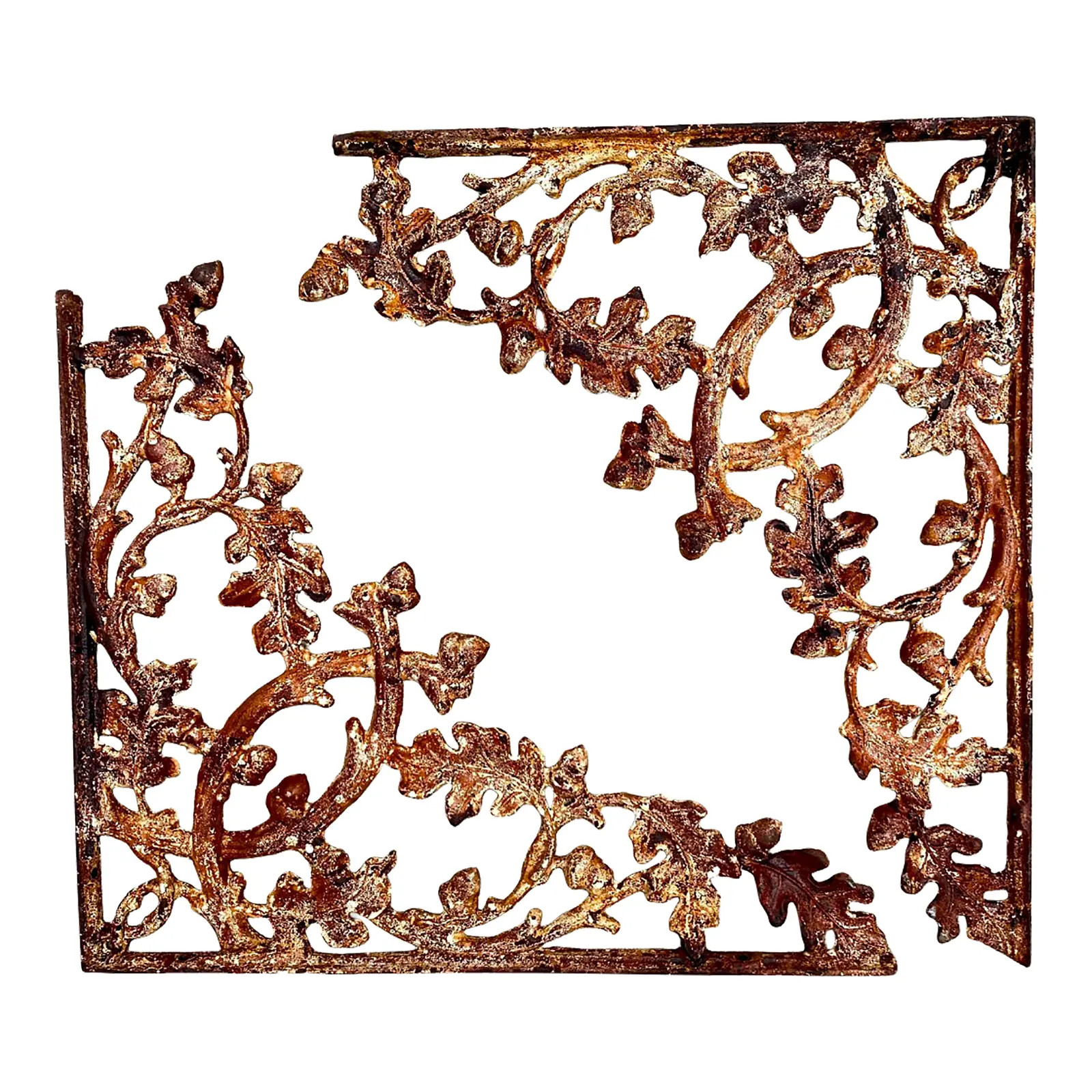 Vintage Cast Iron Floral Victorian Style Shelf Brackets 20″x24″ Heavy Solid