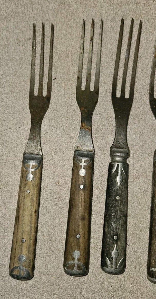Antique Civil War Era Flatware 3 Knives & 8 – 3 Tine Forks Primitive