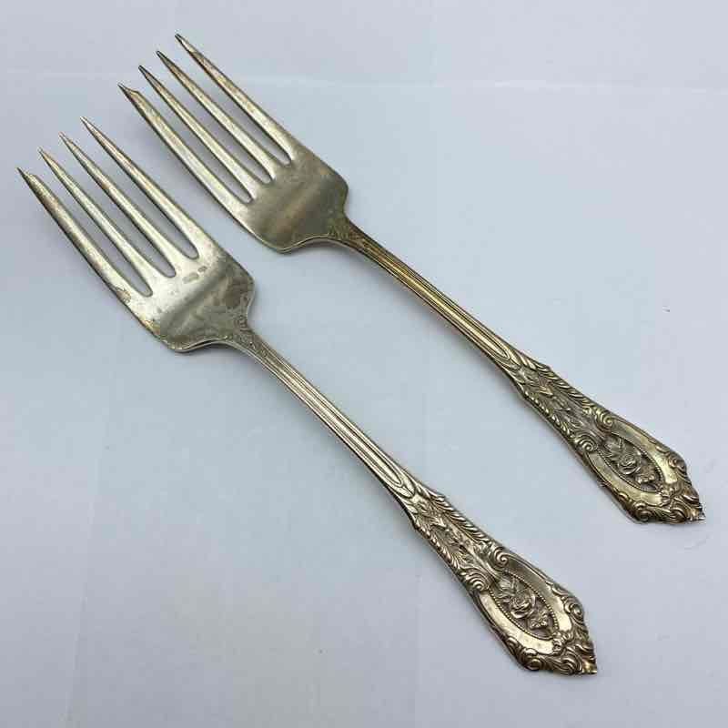 Wallace Rose Point Sterling Silver Salad Fork Set 2 Piece 6.25″ Vintage
