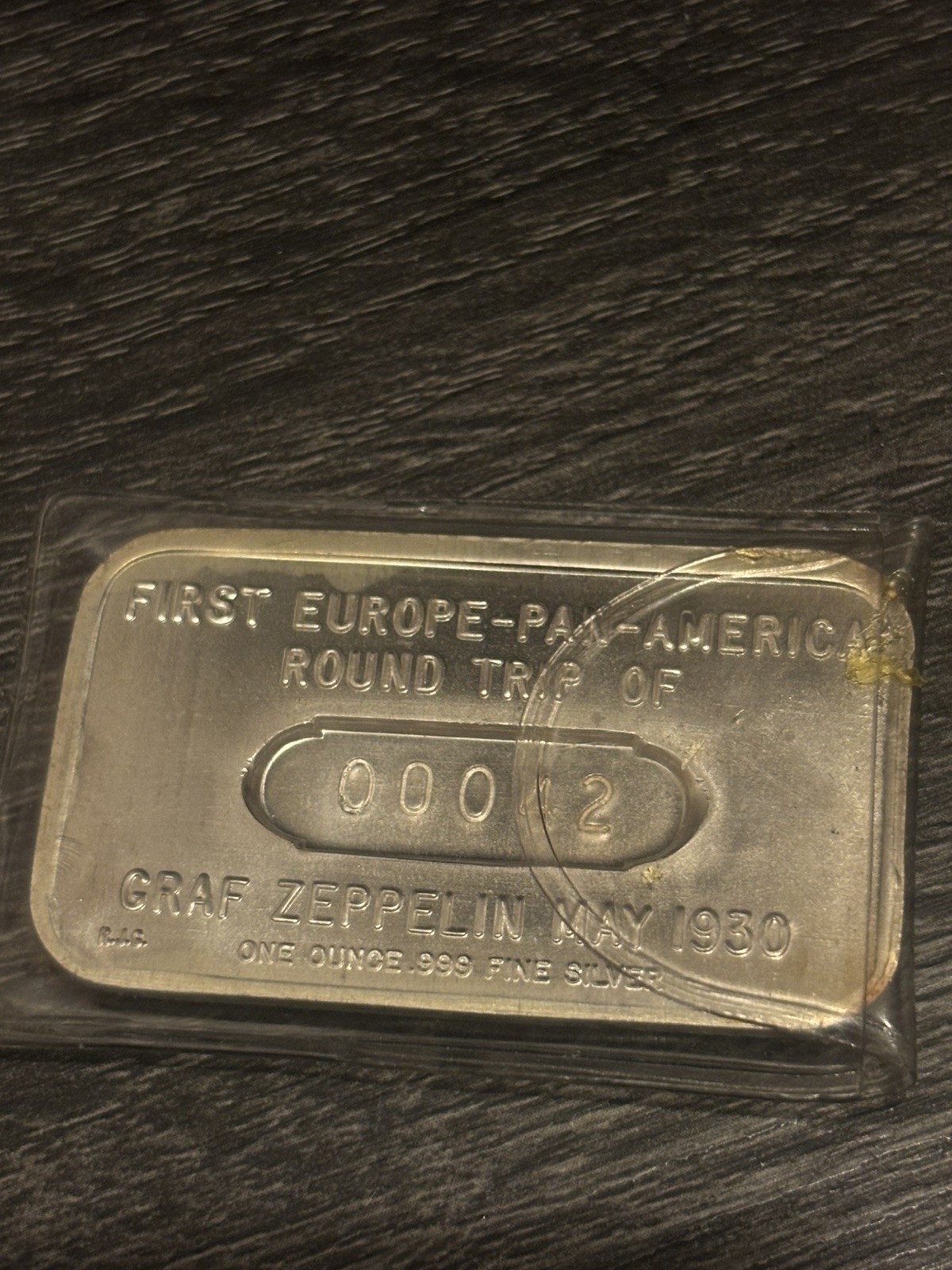 Graf Zeppelin Europe-Pan-America Canceled Vintage 1oz Silver Bar Very Rare SN 42