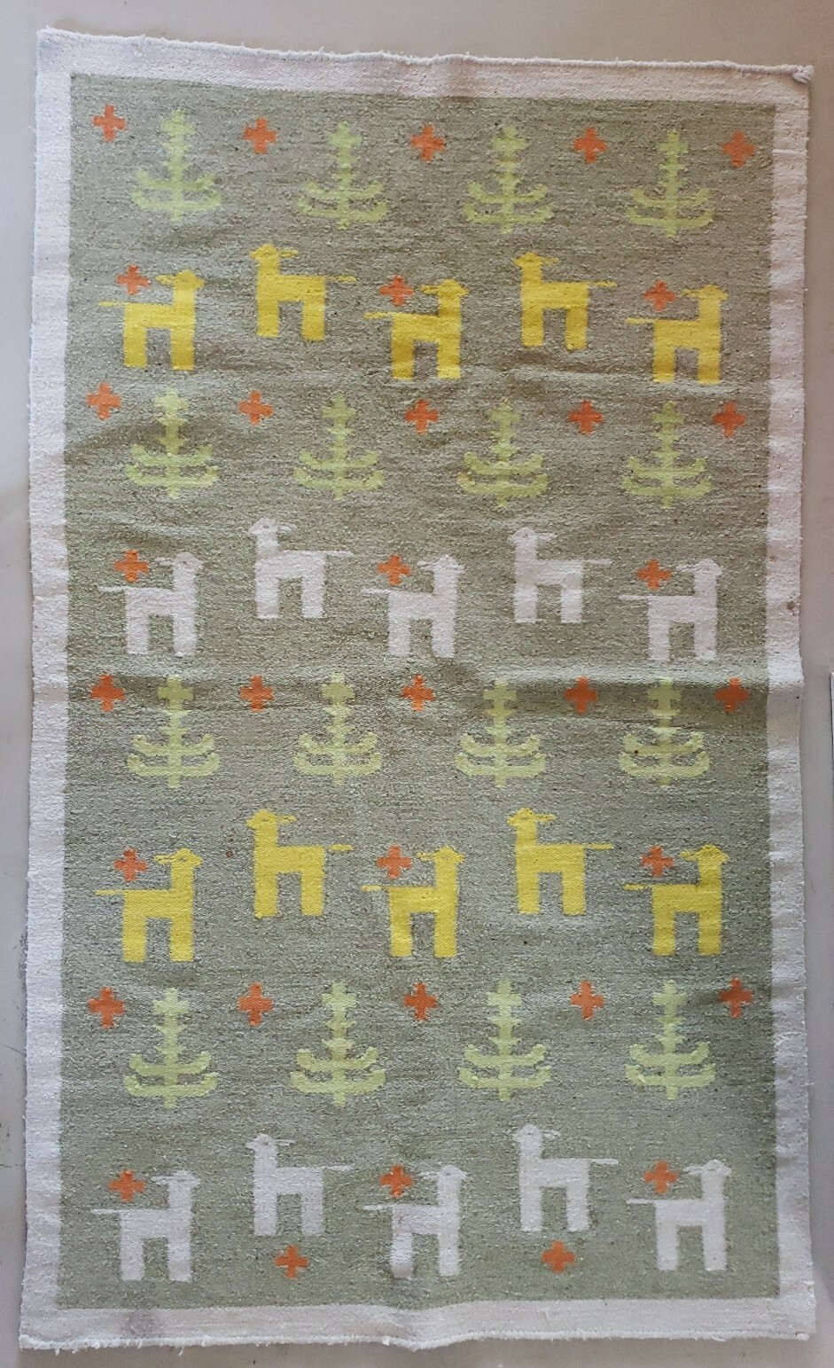 Vintage Peruvian Lama Wool Blend 47.5″ x 78.5″ Rug READ ITEM DESCRIPTION