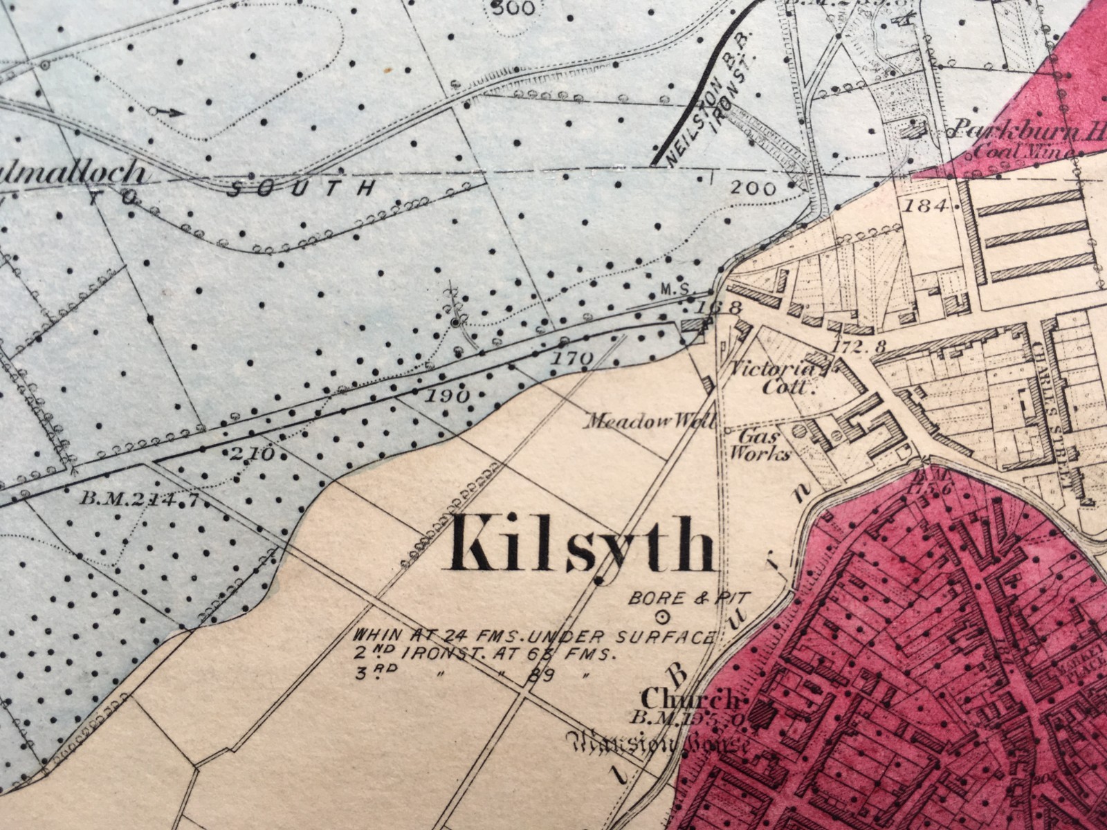 1st Edition (1875) Geological Map of the Kilsyth area. Stirlingshire Sheet 28.