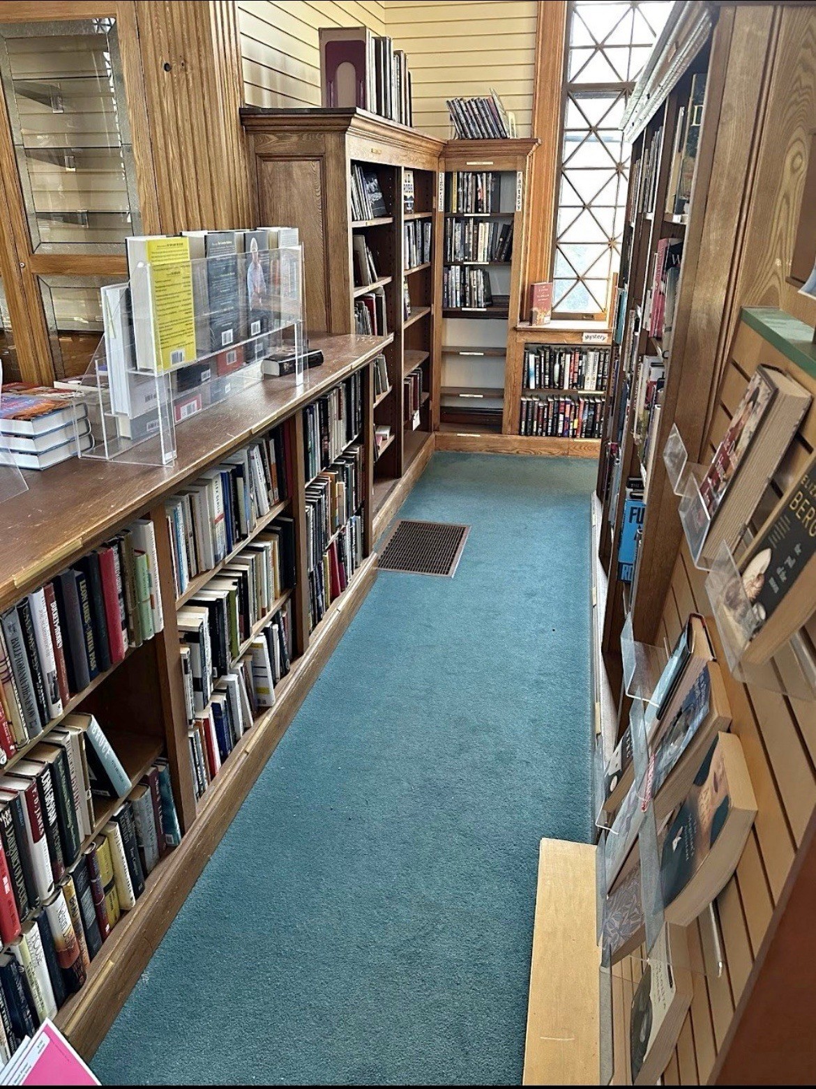 WOW 🤩 vintage book store double sided Bookcase Chestnut 107” L x 20.5” x 41.5”