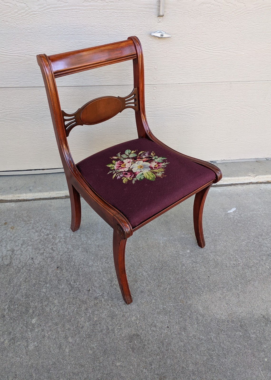 Antique JB Van Sciver Victorian Mahogany Needlepoint Parlor Chair Duncan Phyfe D