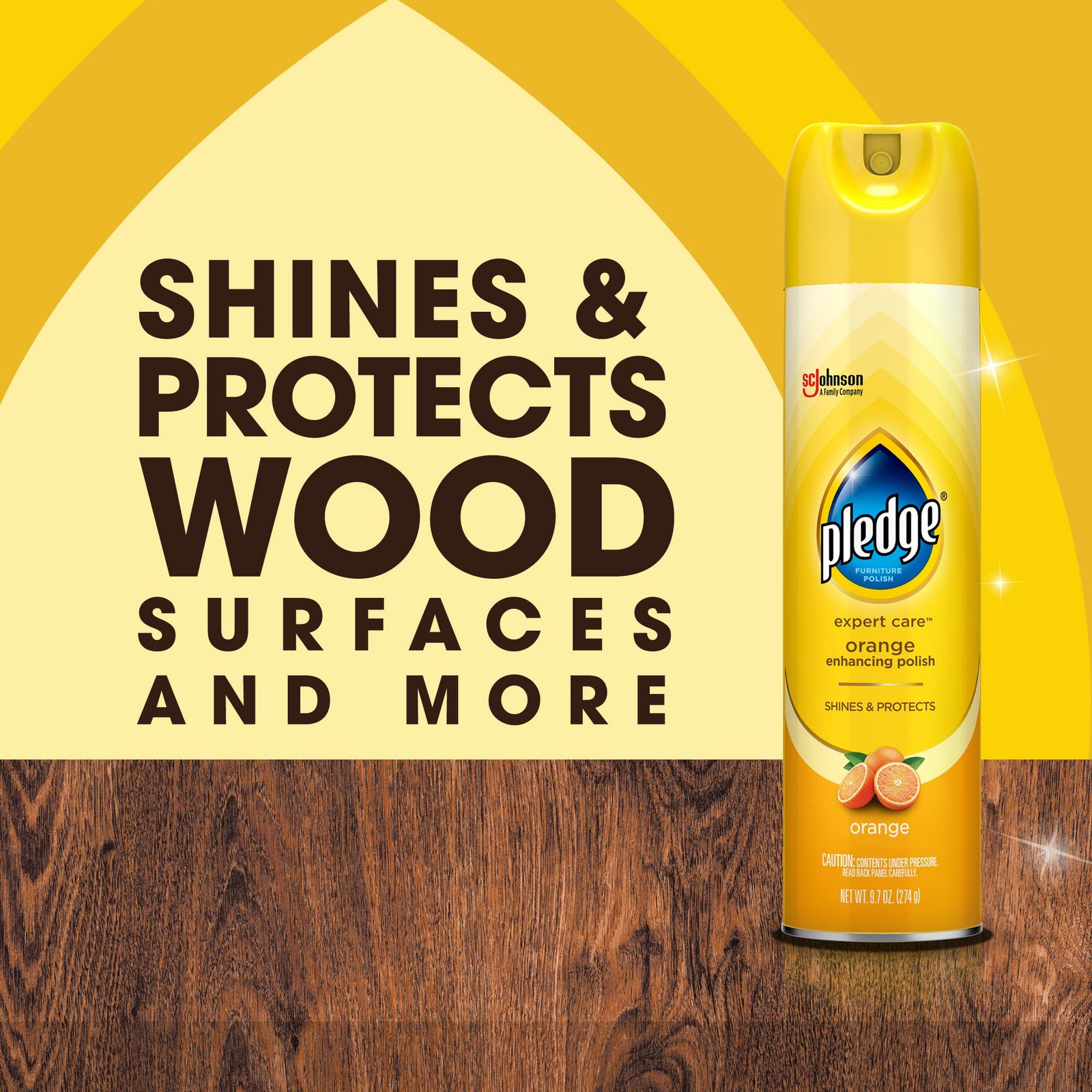 Pledge Enhancing Polish, Wood & Furniture 9.7 Fl Oz (Pack of 3), Yellow