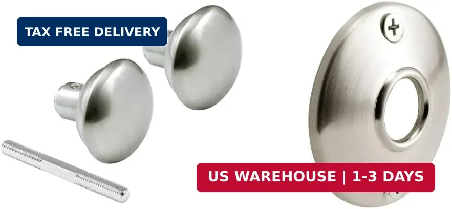 PRIME-LINE Vintage 2-1/4″ Solid Brass Door Knob Spindle Set with 2-1/2″ Satin Ni