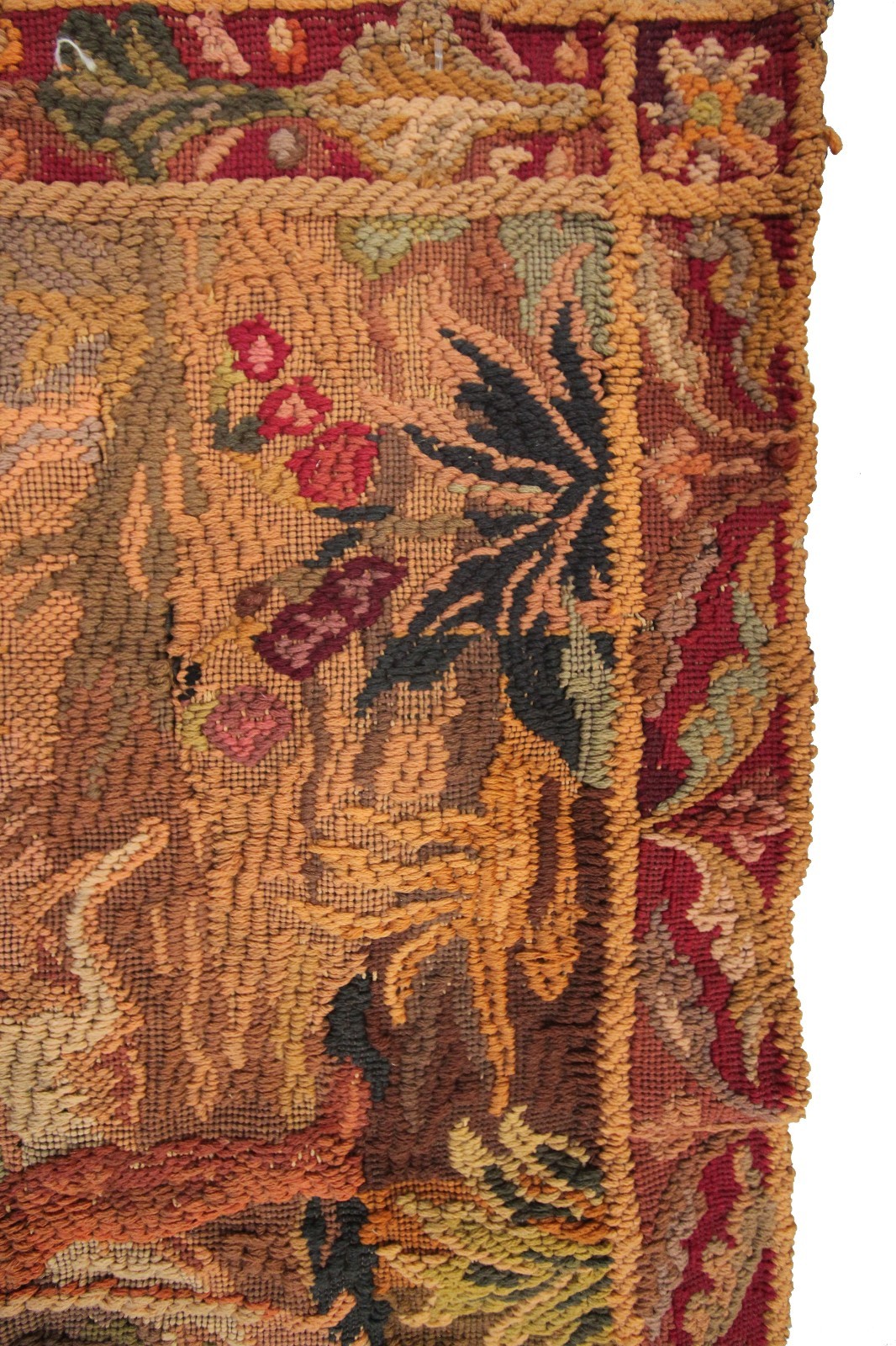 3×4 Antique French Pastoral Landscape Tapestry Wool Decorative Wall Art c.1920