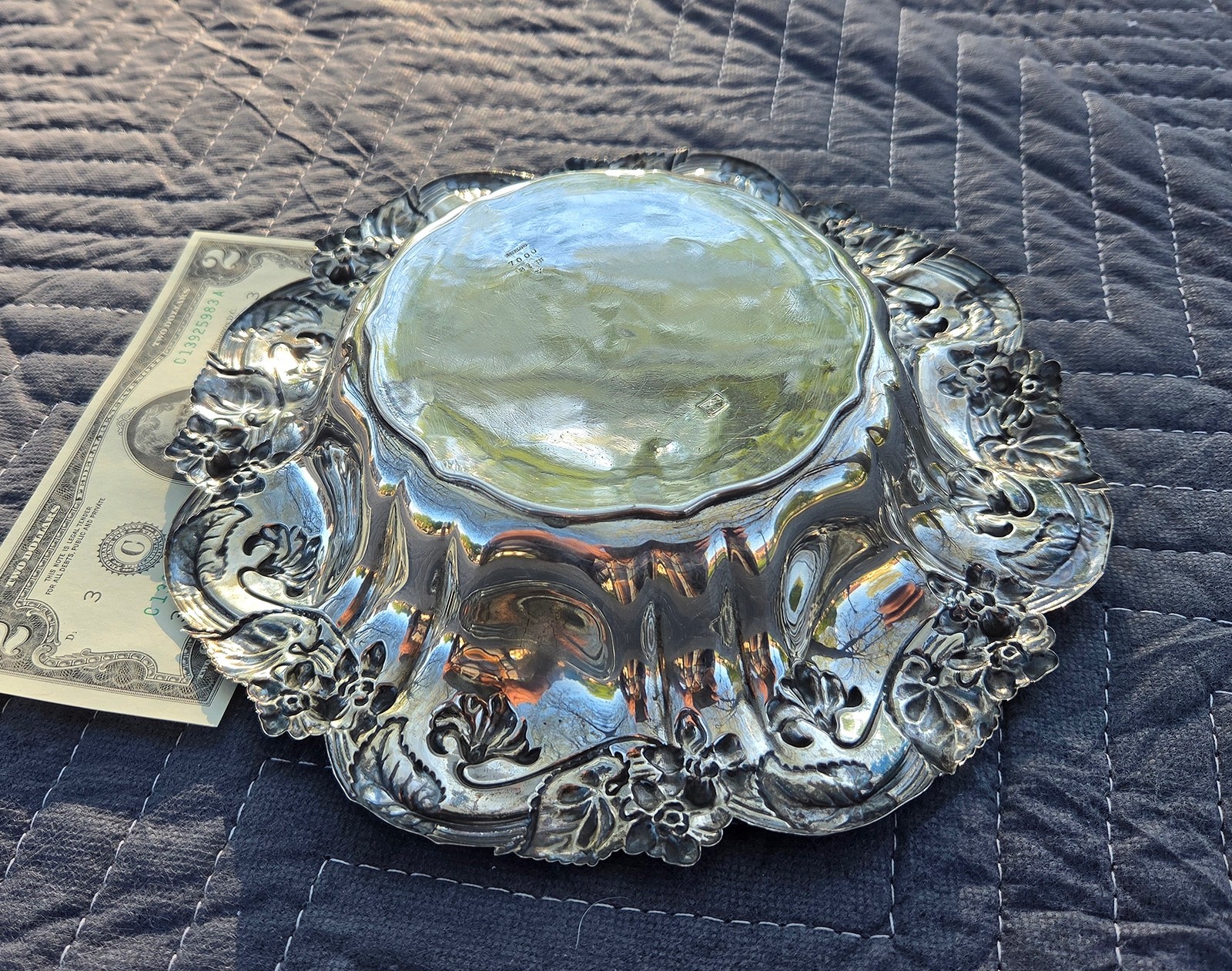 c1905 WHITING Sterling Silver Bowl – VIOLET – Art Nouveau – 8 3/4″ – 176g