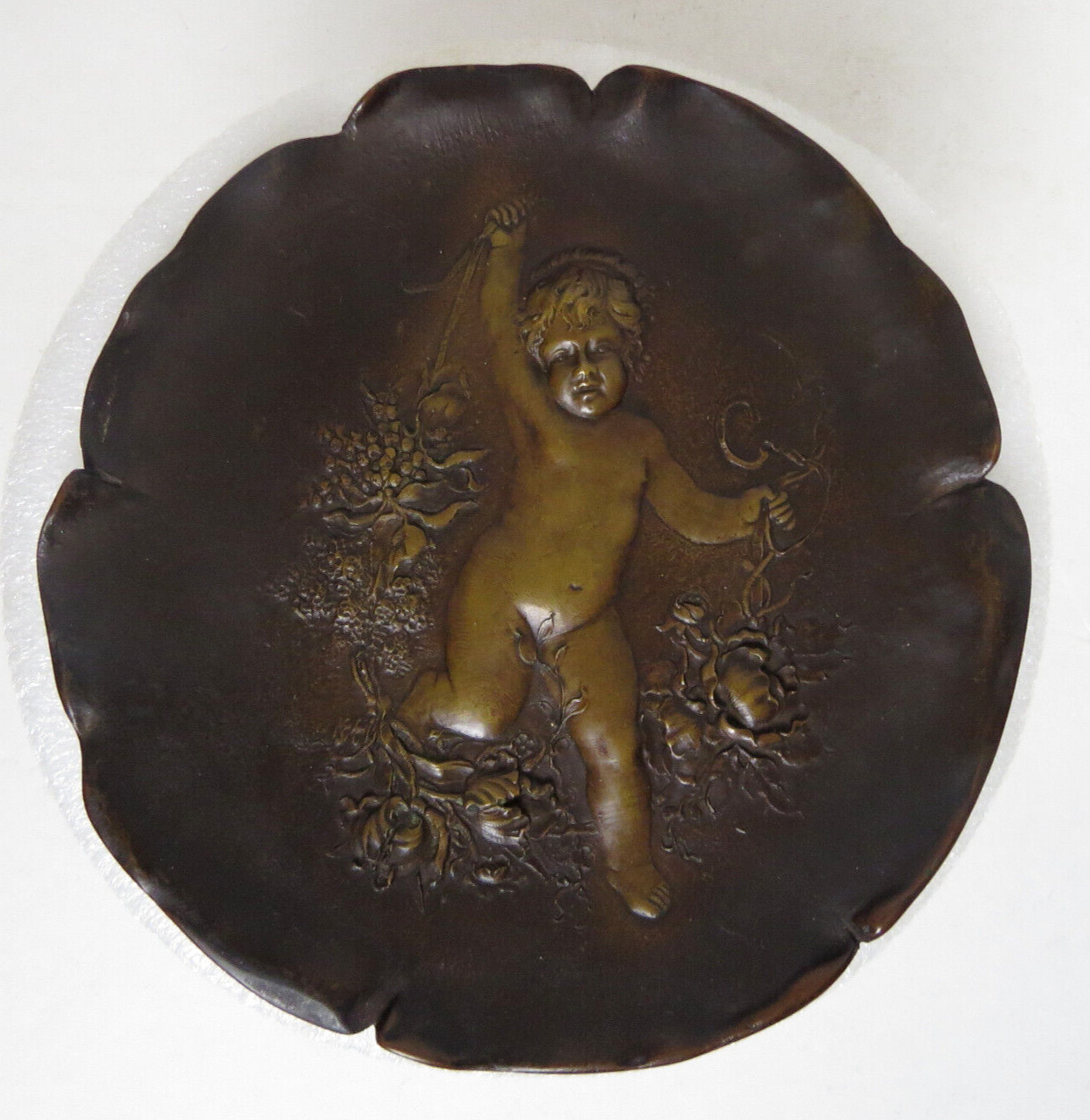 Art Noveau Cherub Bronze Tray Wall Hanging