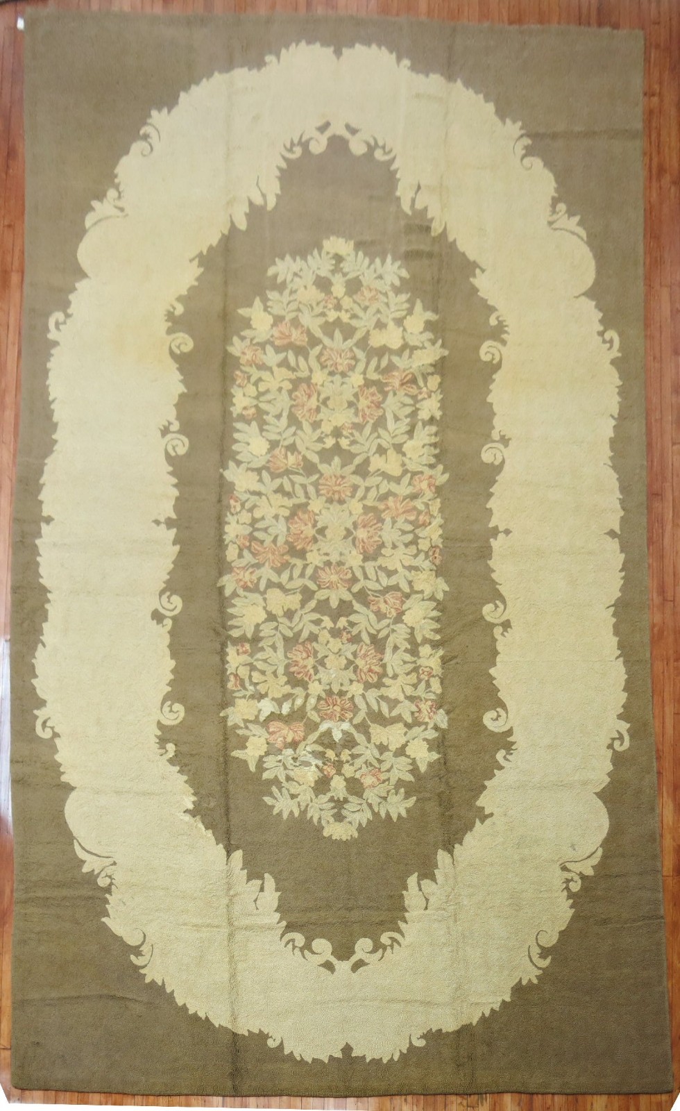 Antique HUGE American Hook Hooked Rug Size 11’3”x21’7”
