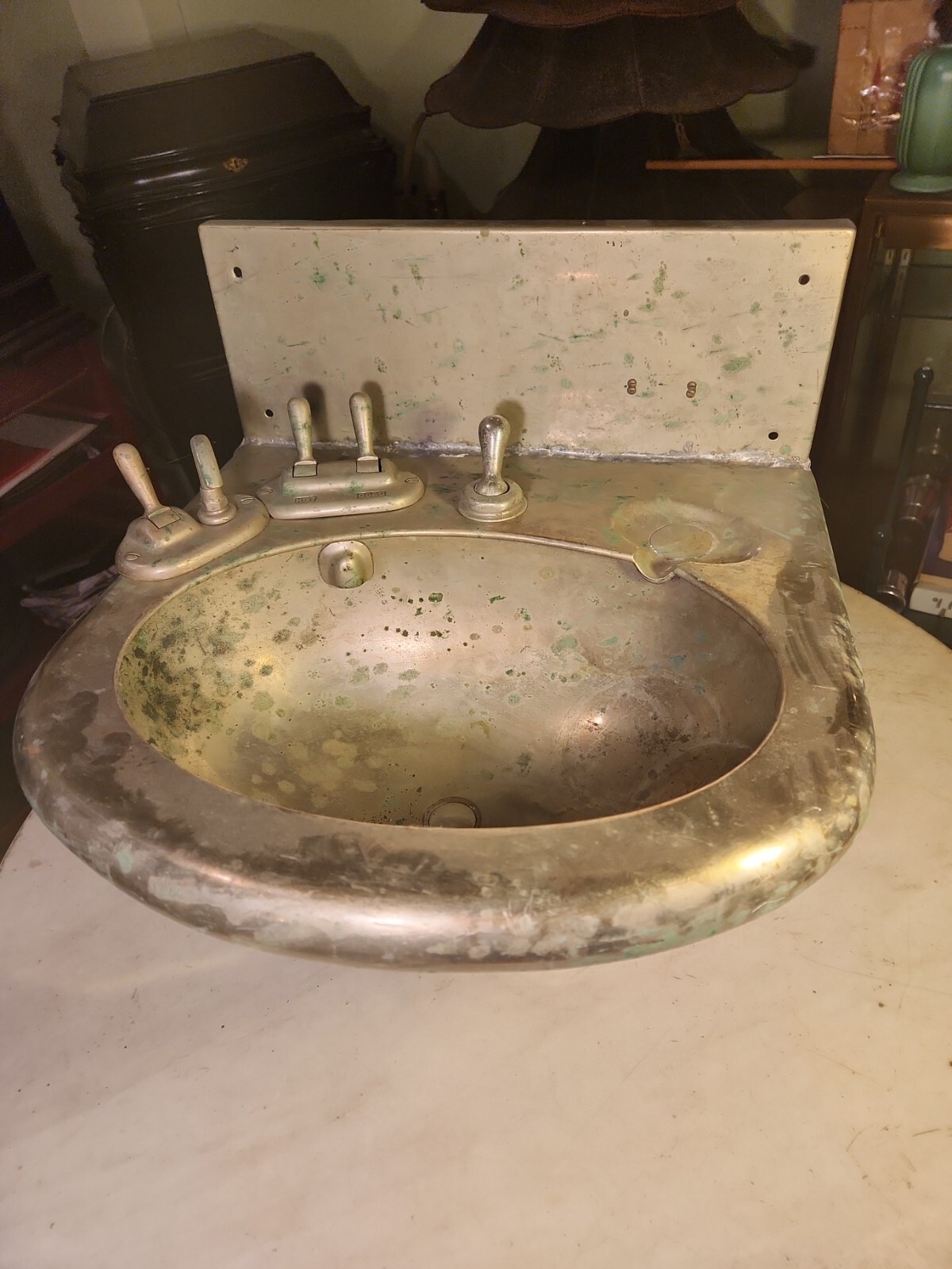 Antique Railroad Sink Passenger Car Pullman Nickel Restoration Project UNUSUAL *