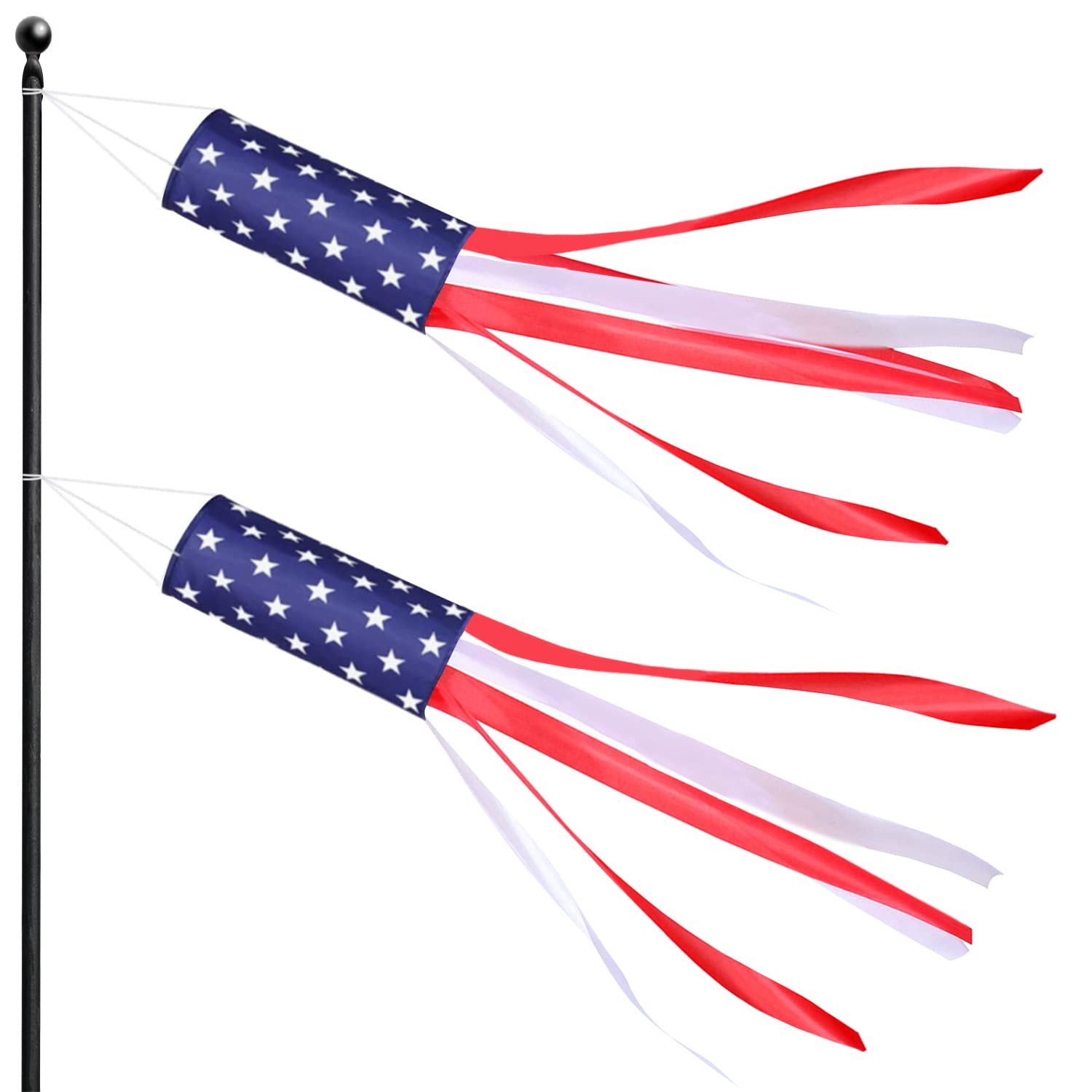 2 Pack 4th of July Windsock American Flag Wind Socks Outdoor Heavy Duty, 40″ USA